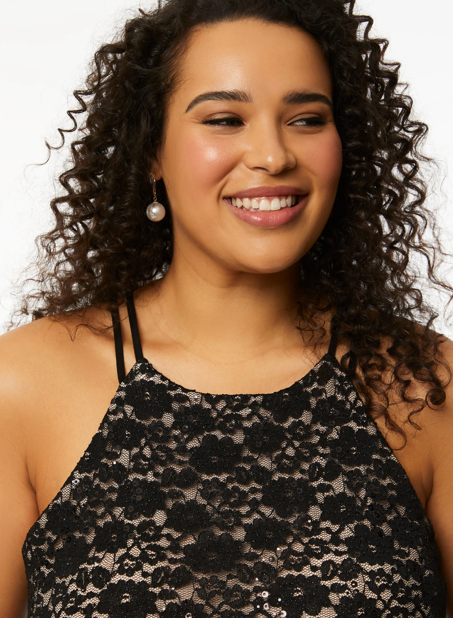 Sequin & Lace Halter Dress - Image 5