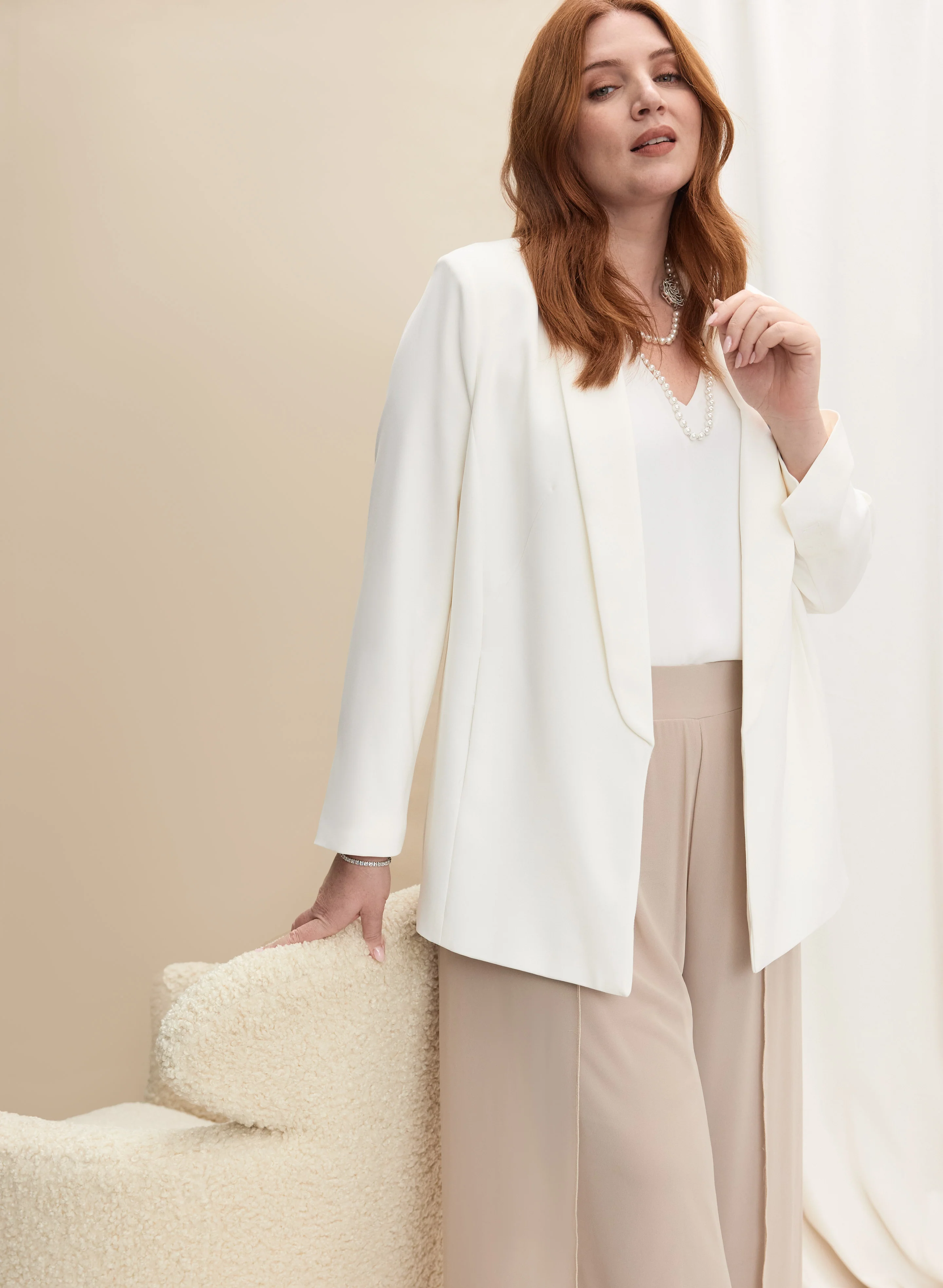 Shawl Collar Blazer & Chiffon Overlay Pants