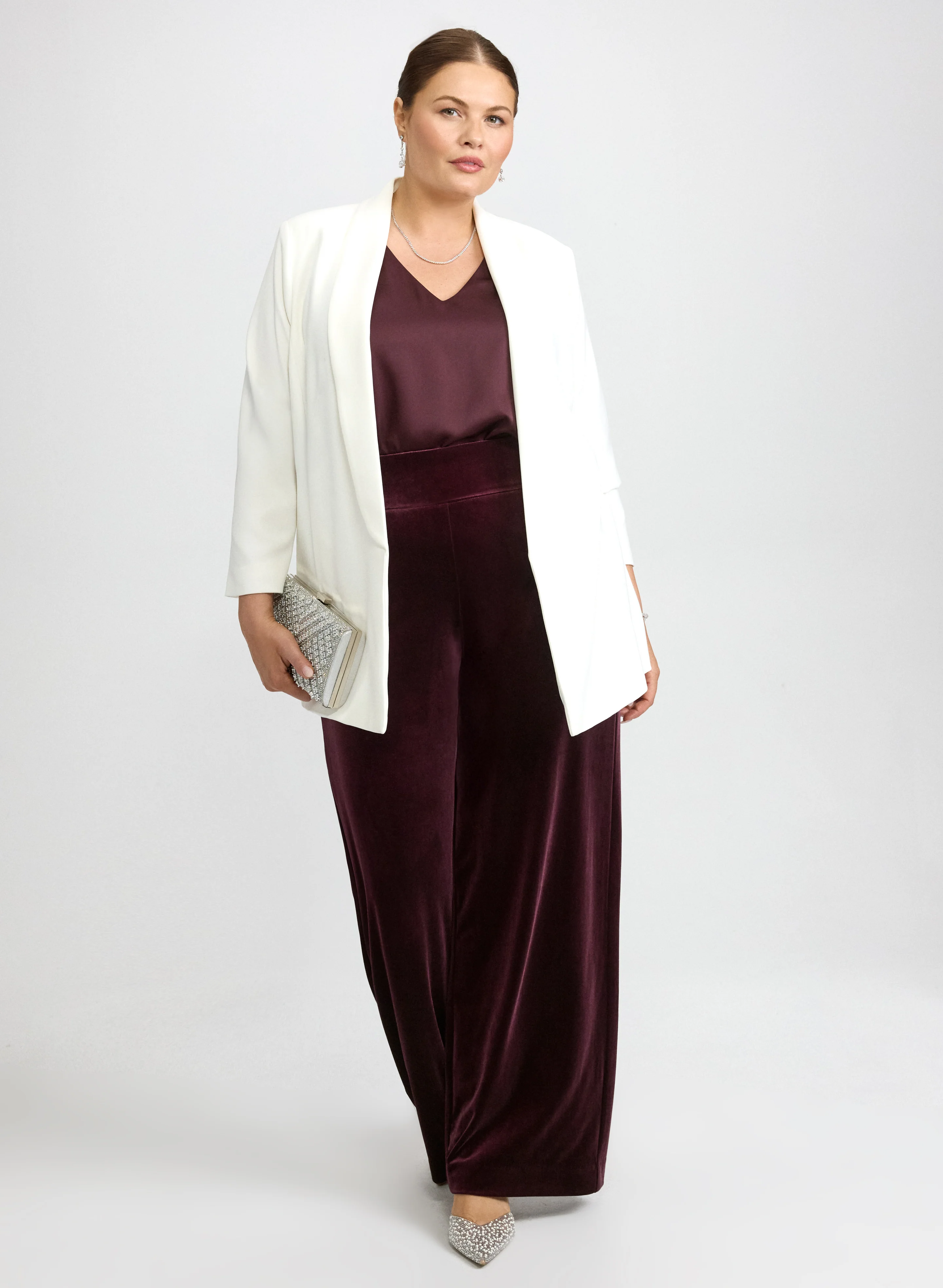 Shawl Collar Blazer & Pull-On Velvet Pants