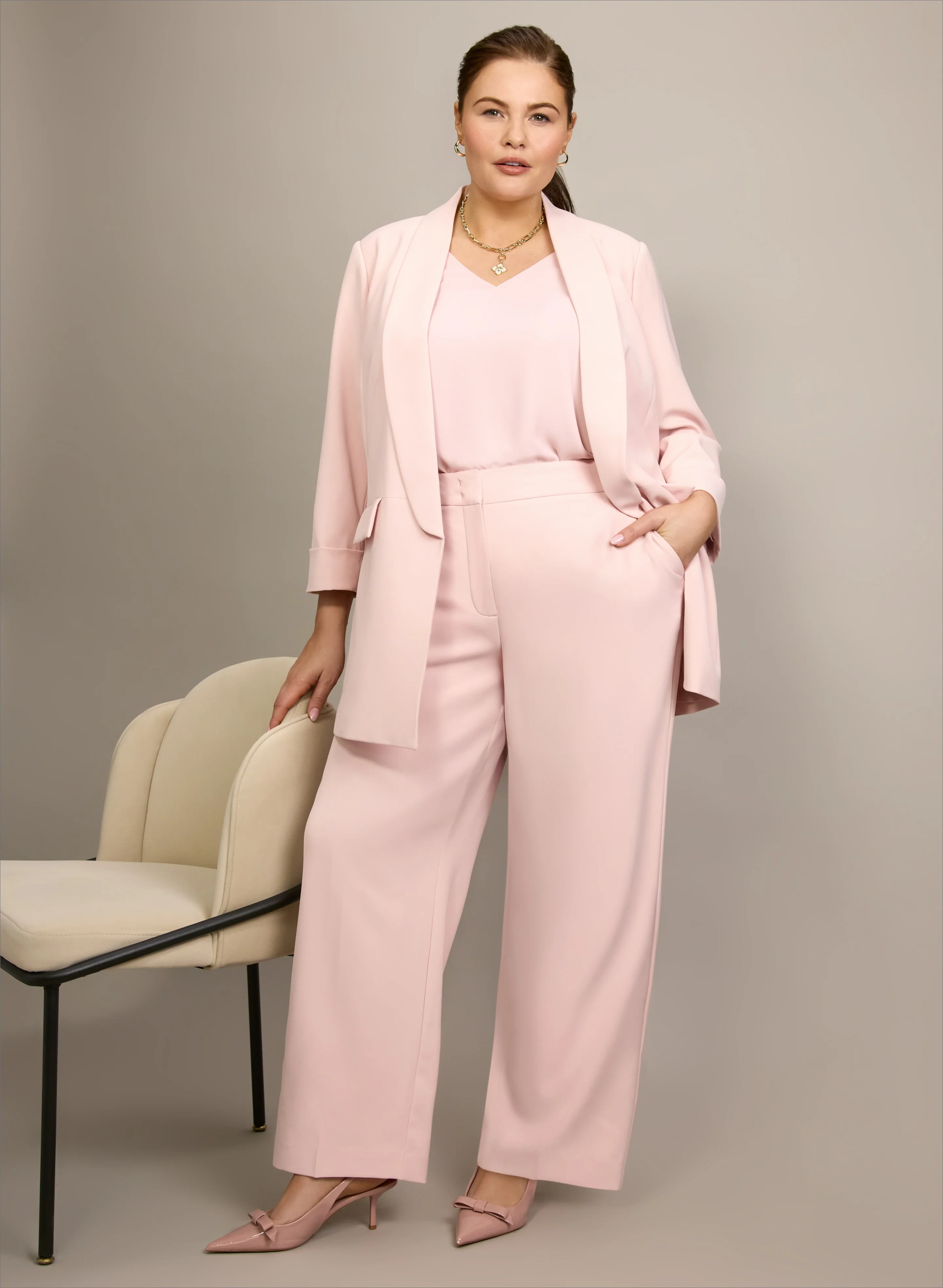 Shawl Collar Blazer & Olivia Wide-Leg Pants