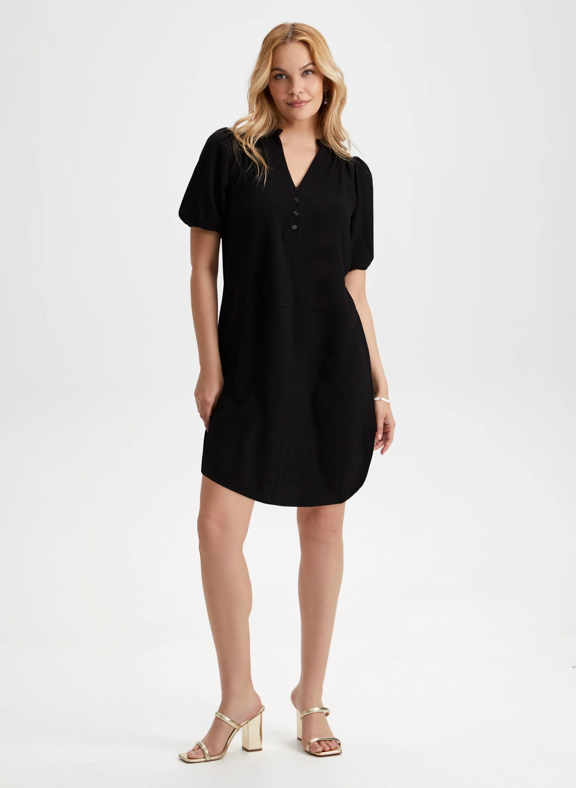Short Puffed Sleeve Dress