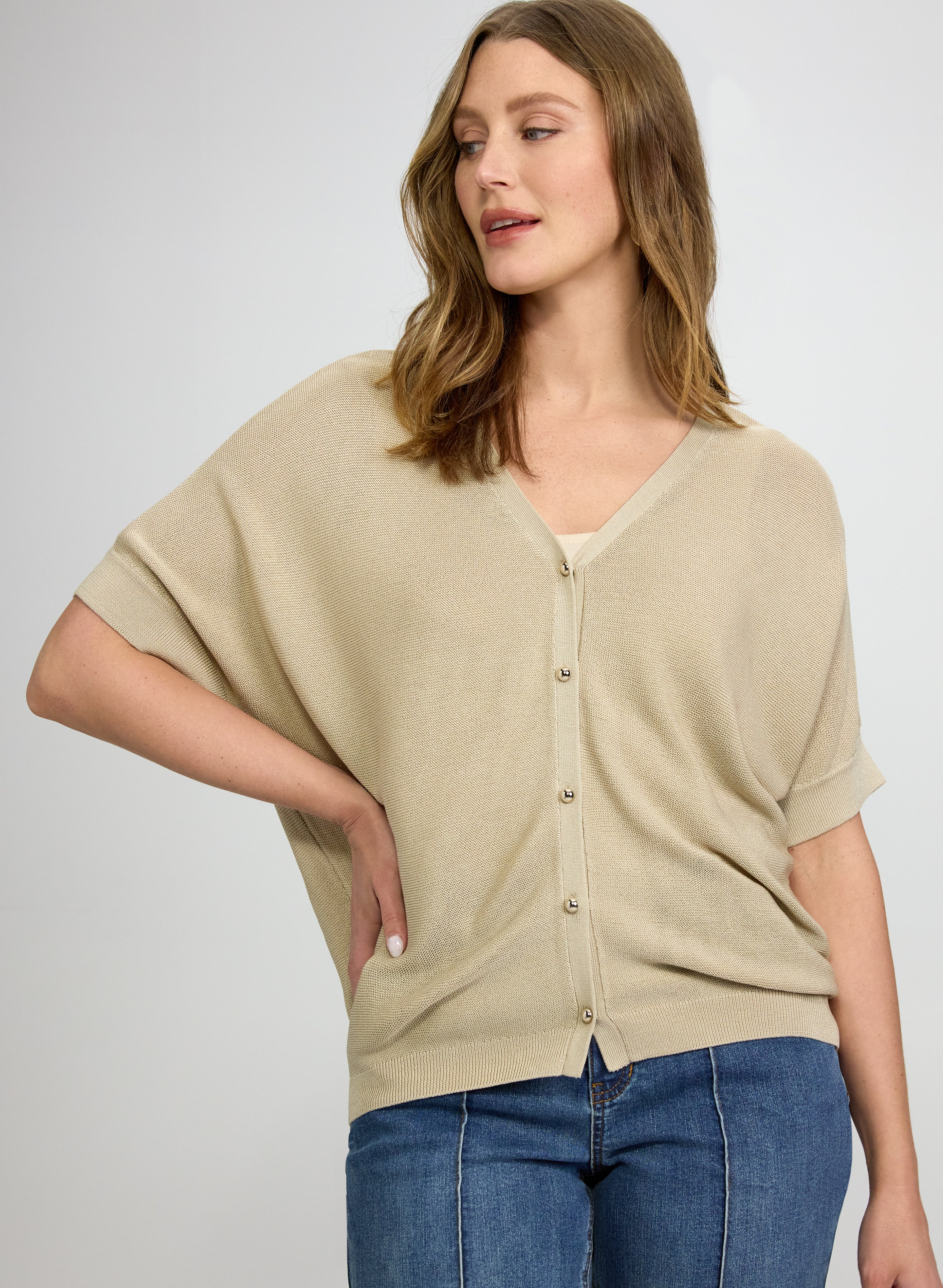 Short Sleeve Button Cardigan