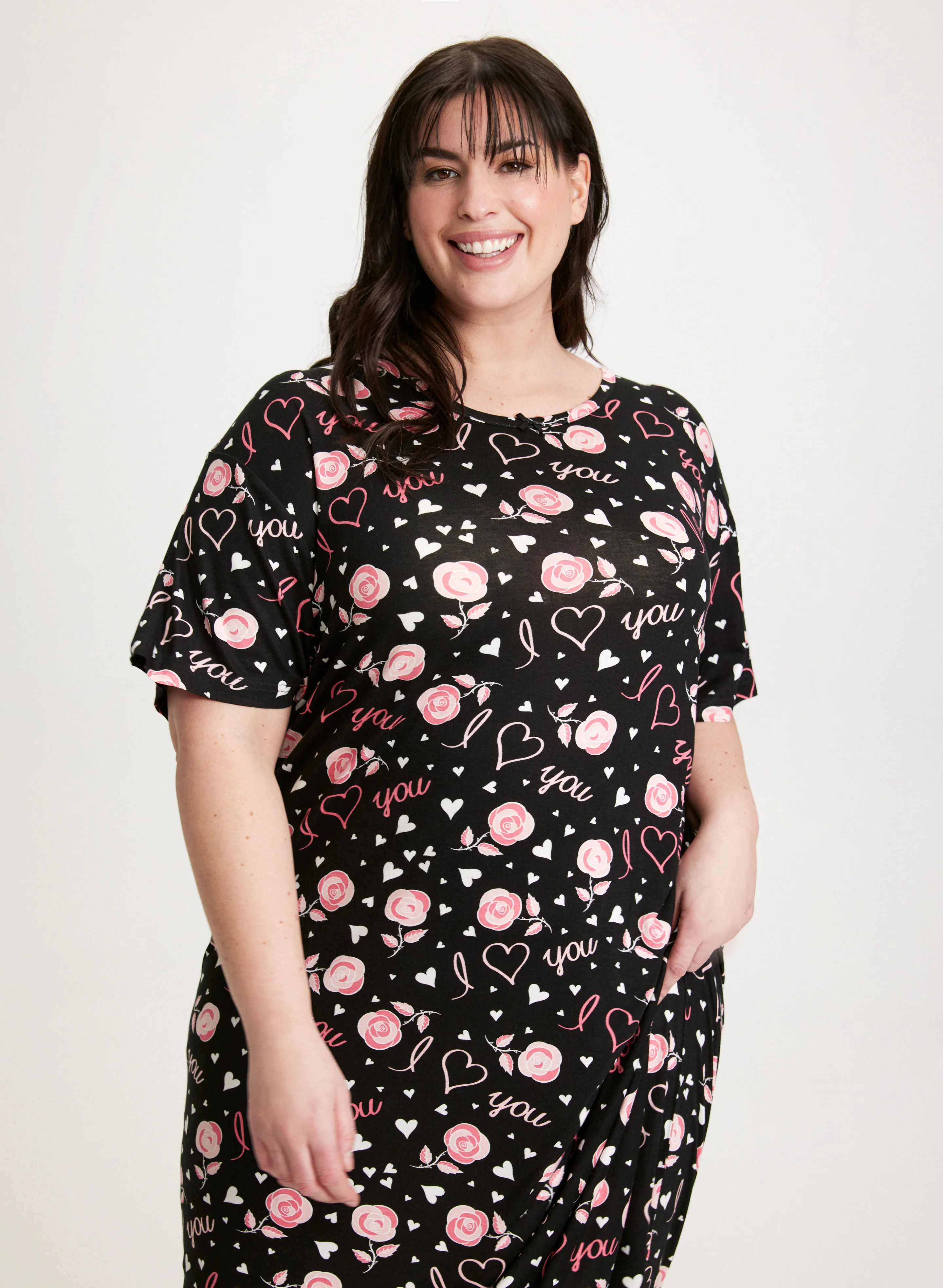 Short Sleeve Long Printed Nightgown - Image 4