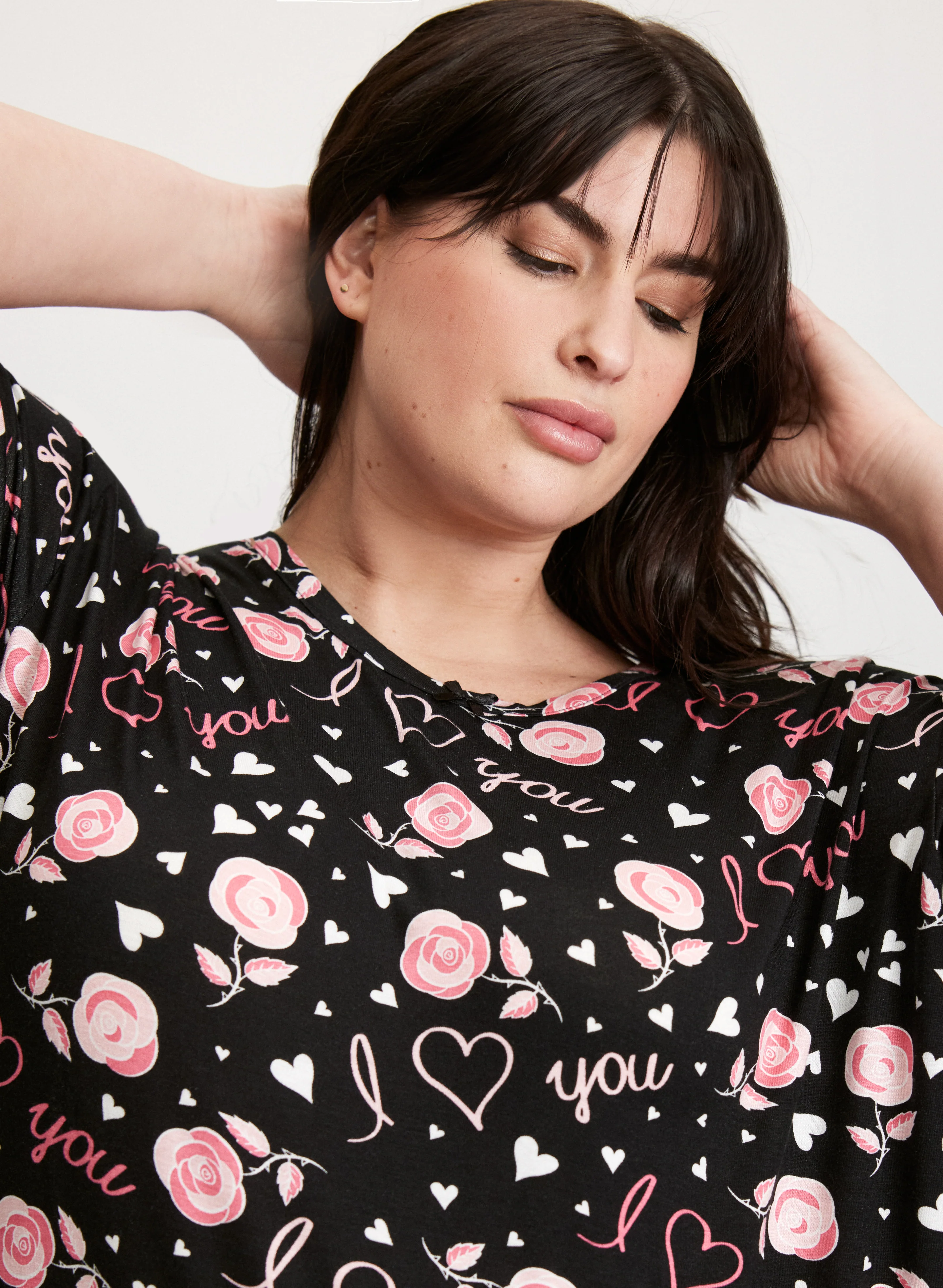 Short Sleeve Long Printed Nightgown - Image 5