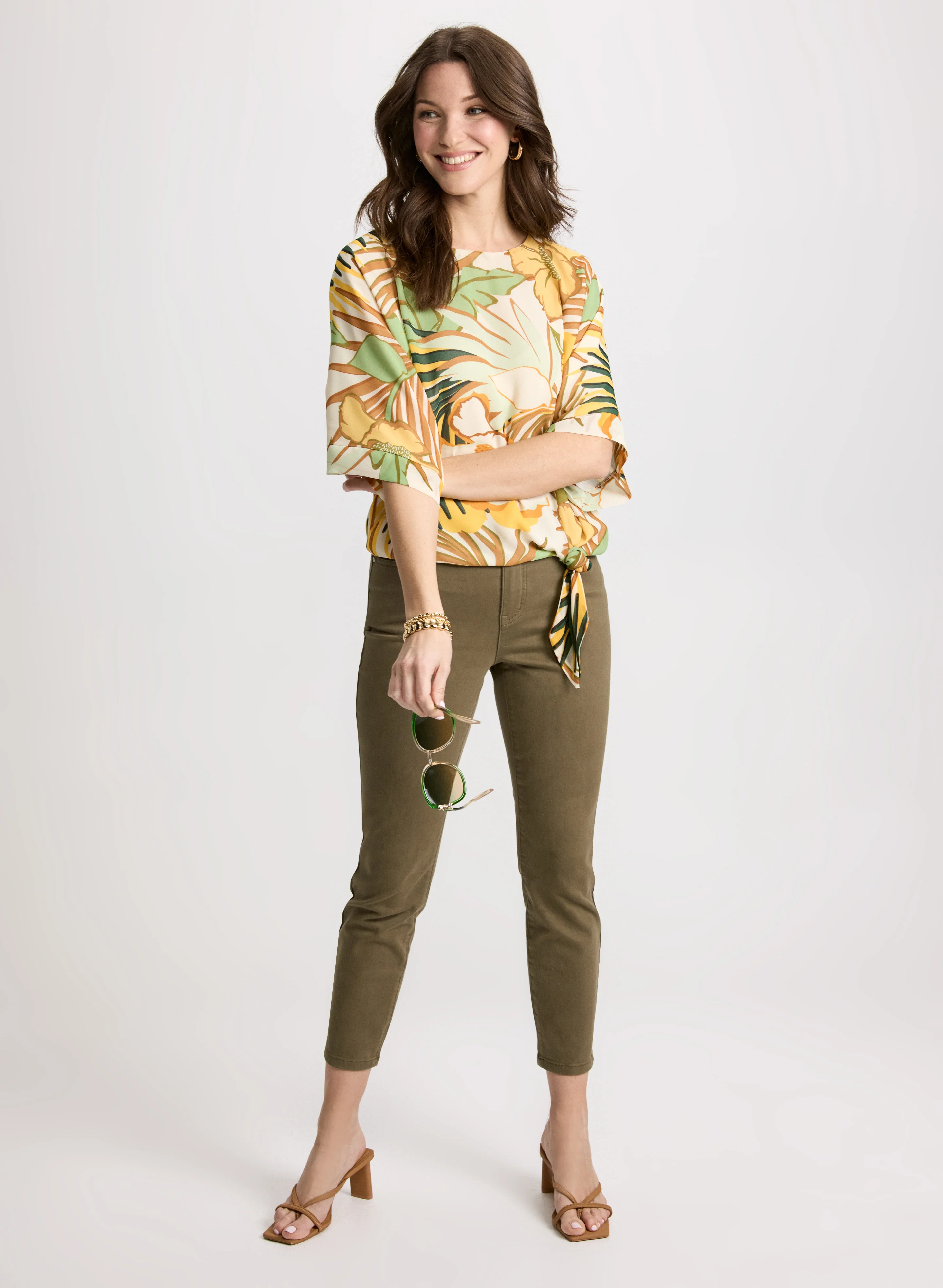 Tie-Hem Tropical Print Top - Image 3