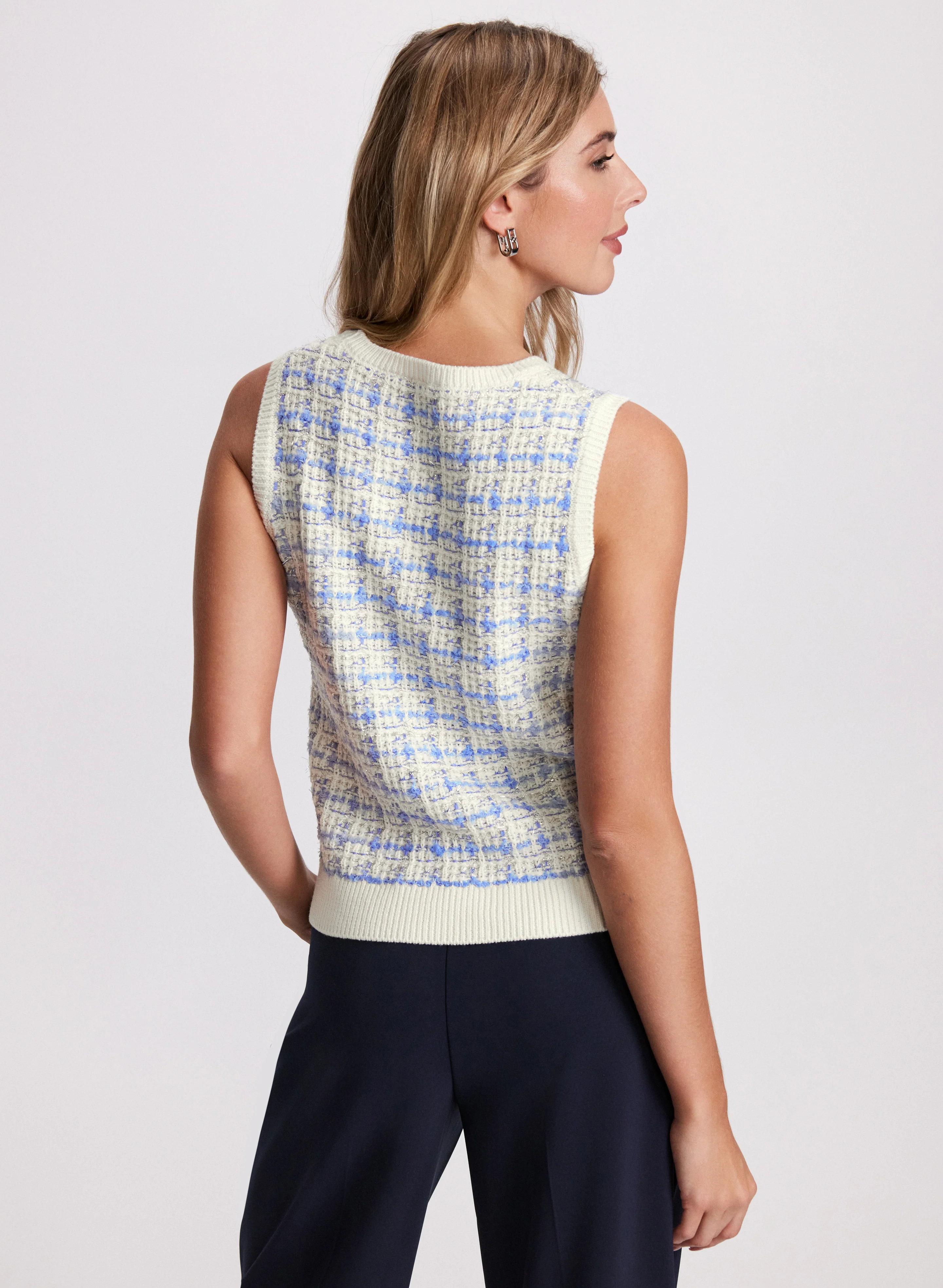 Sleeveless Bouclé Knit Sweater - Image 4