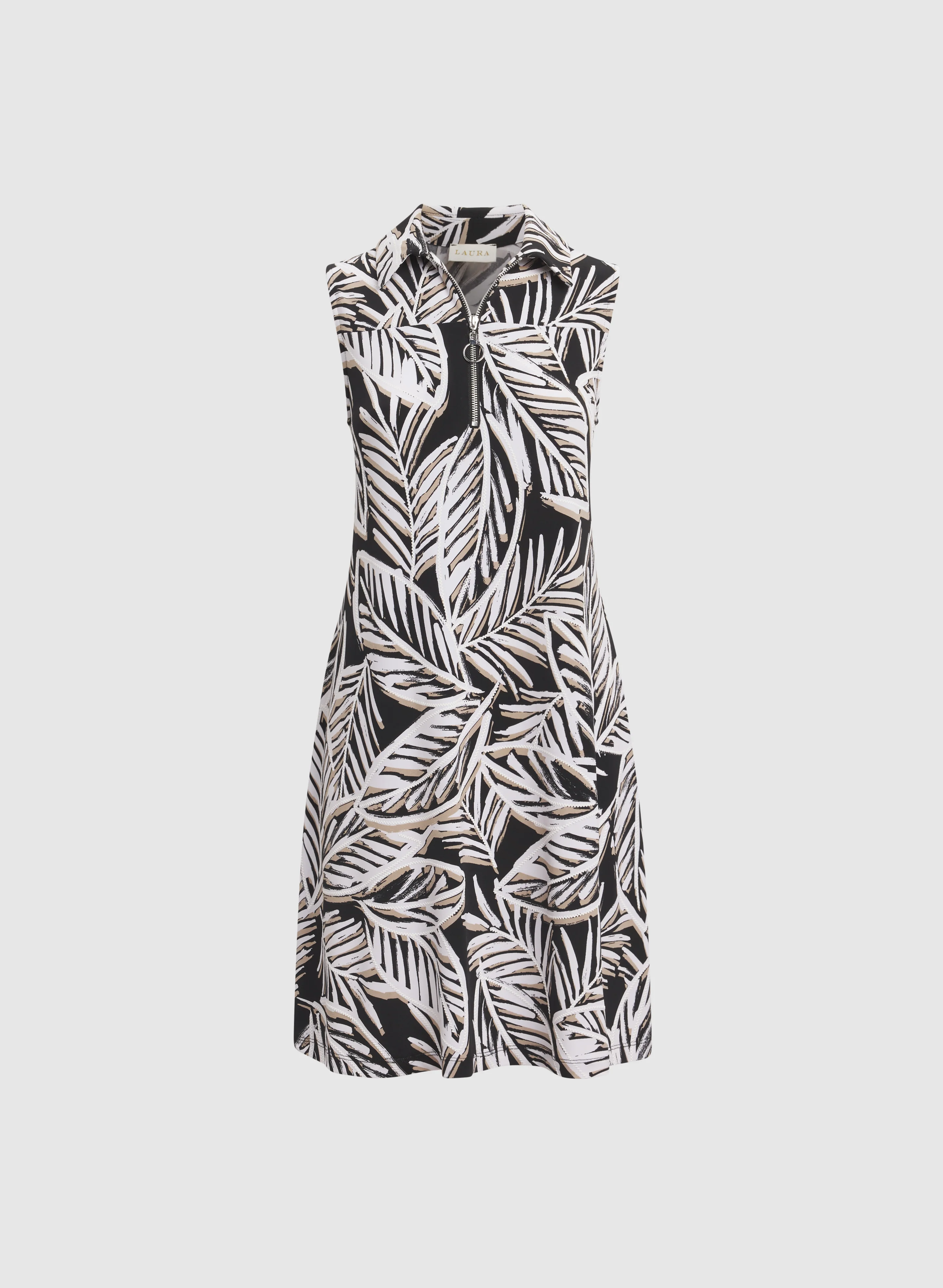 Sleeveless Leaf Print Dress - Image 5