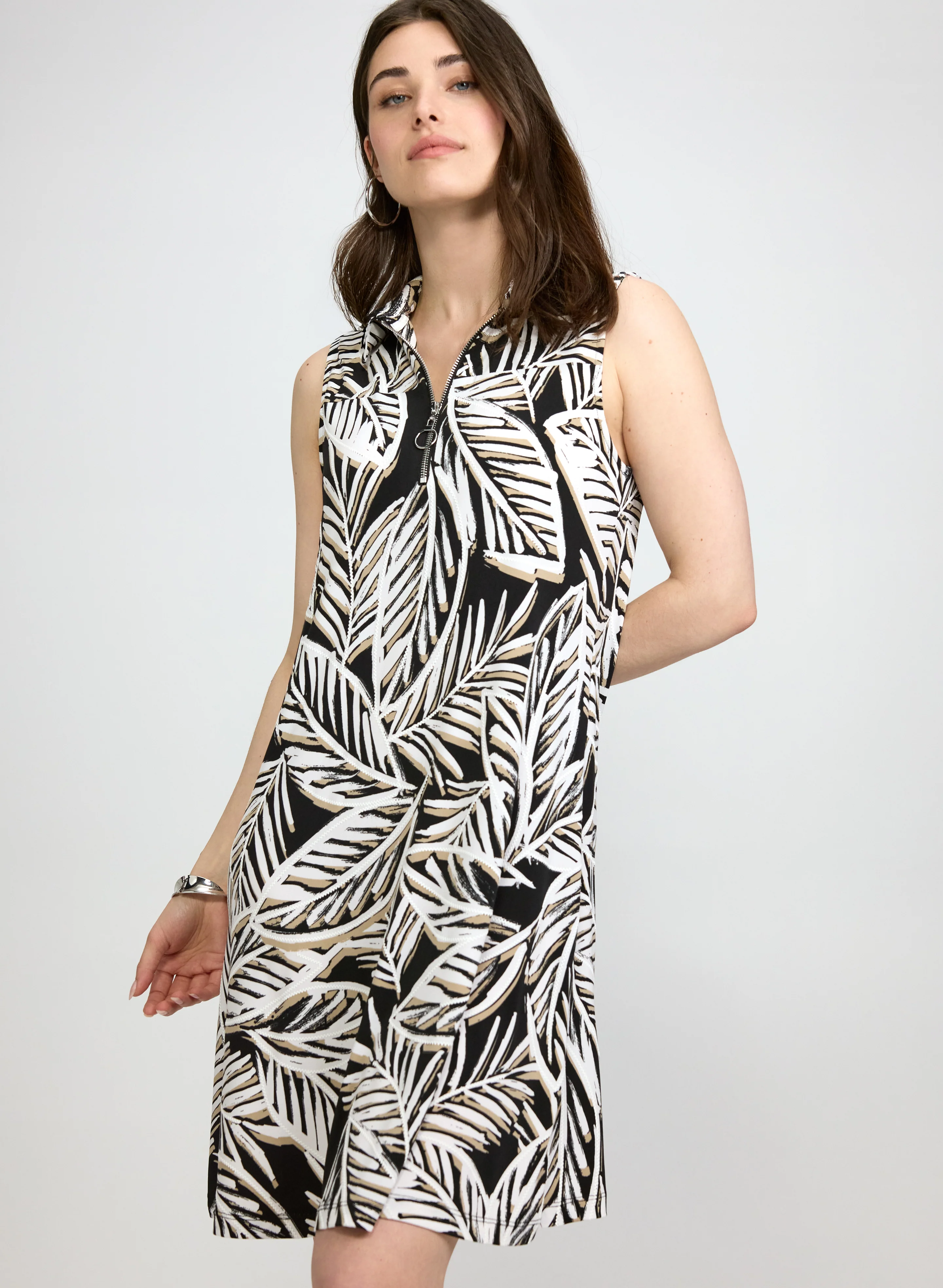 Sleeveless Leaf Print Dress - Image 7