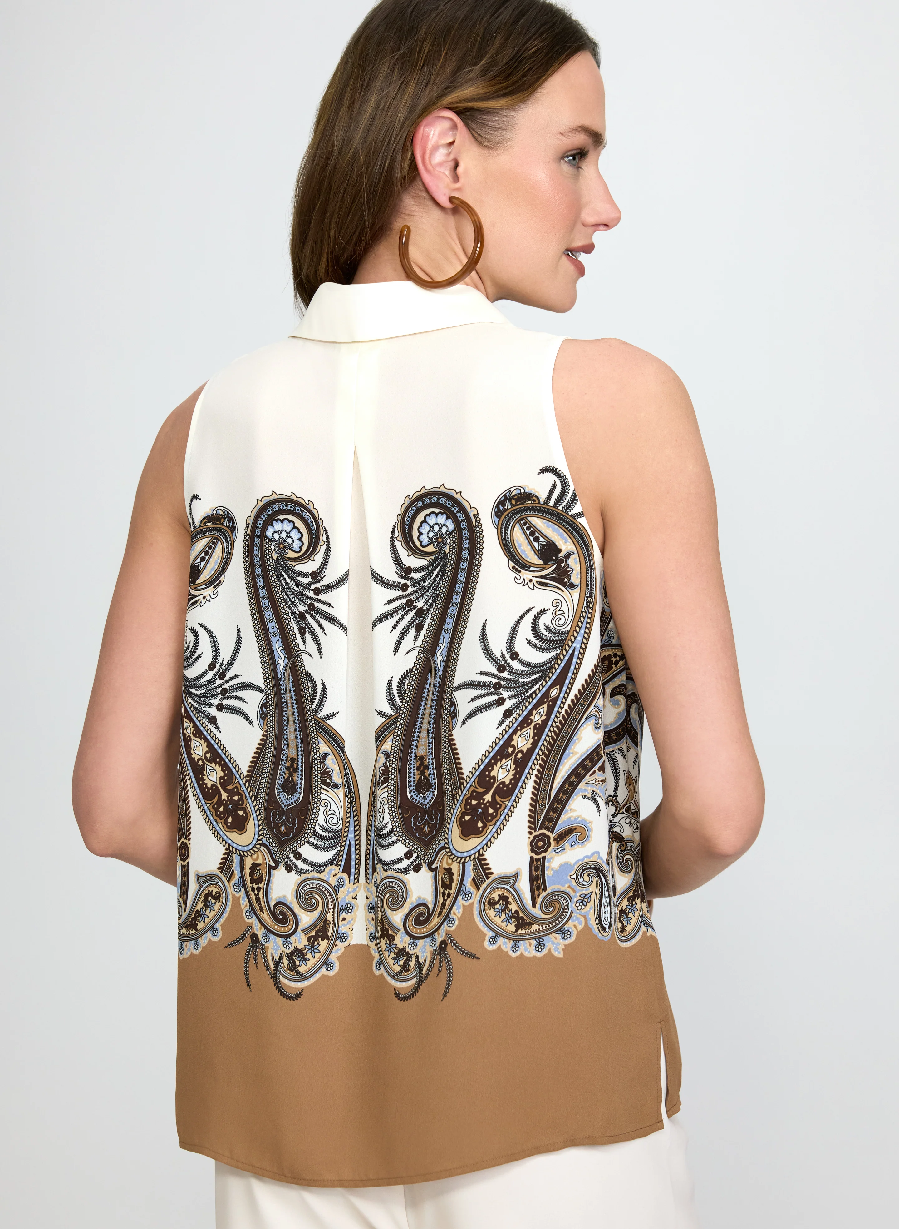 Sleeveless Paisley Blouse - Image 4