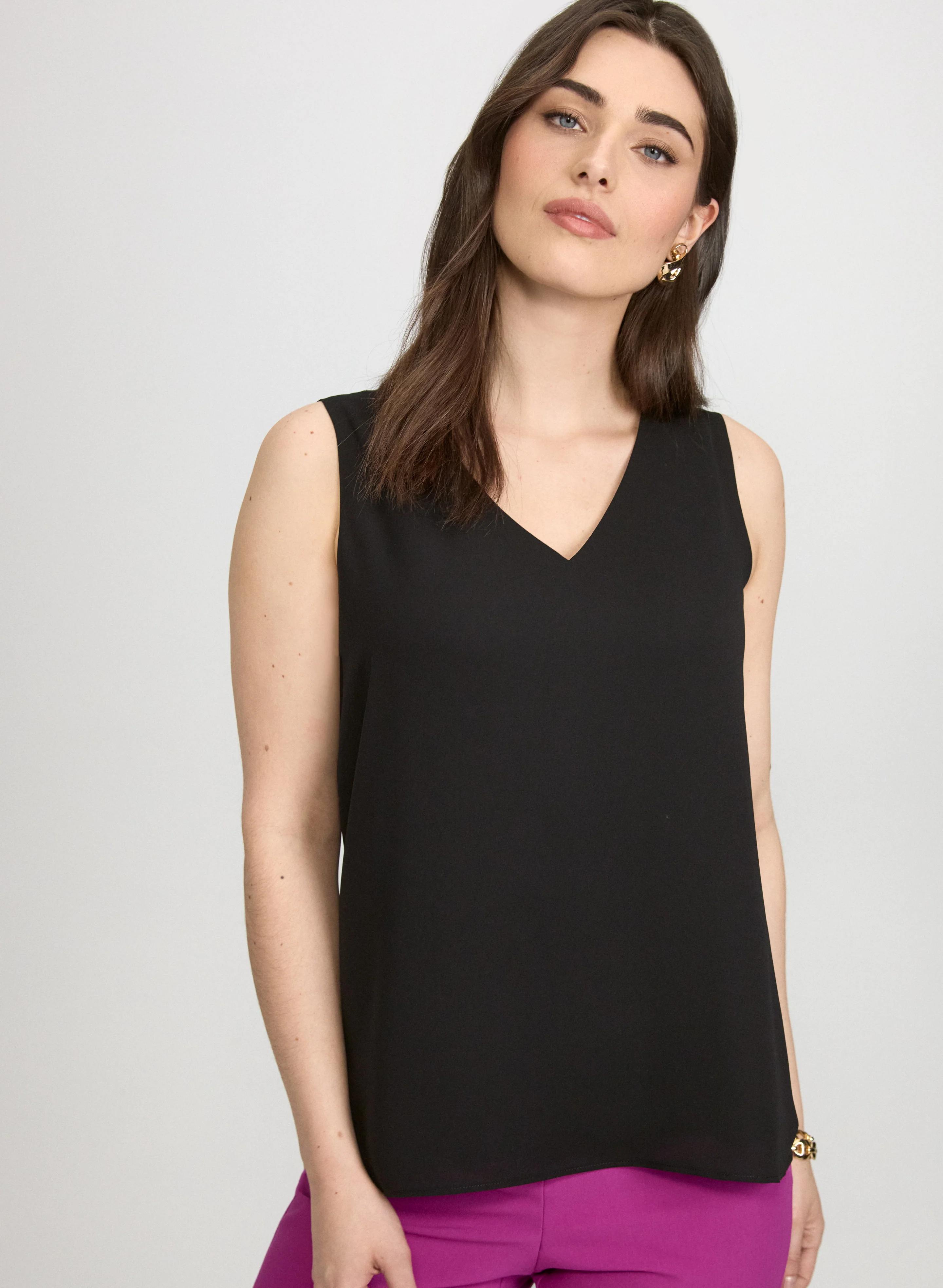 Sleeveless V-Neck Blouse