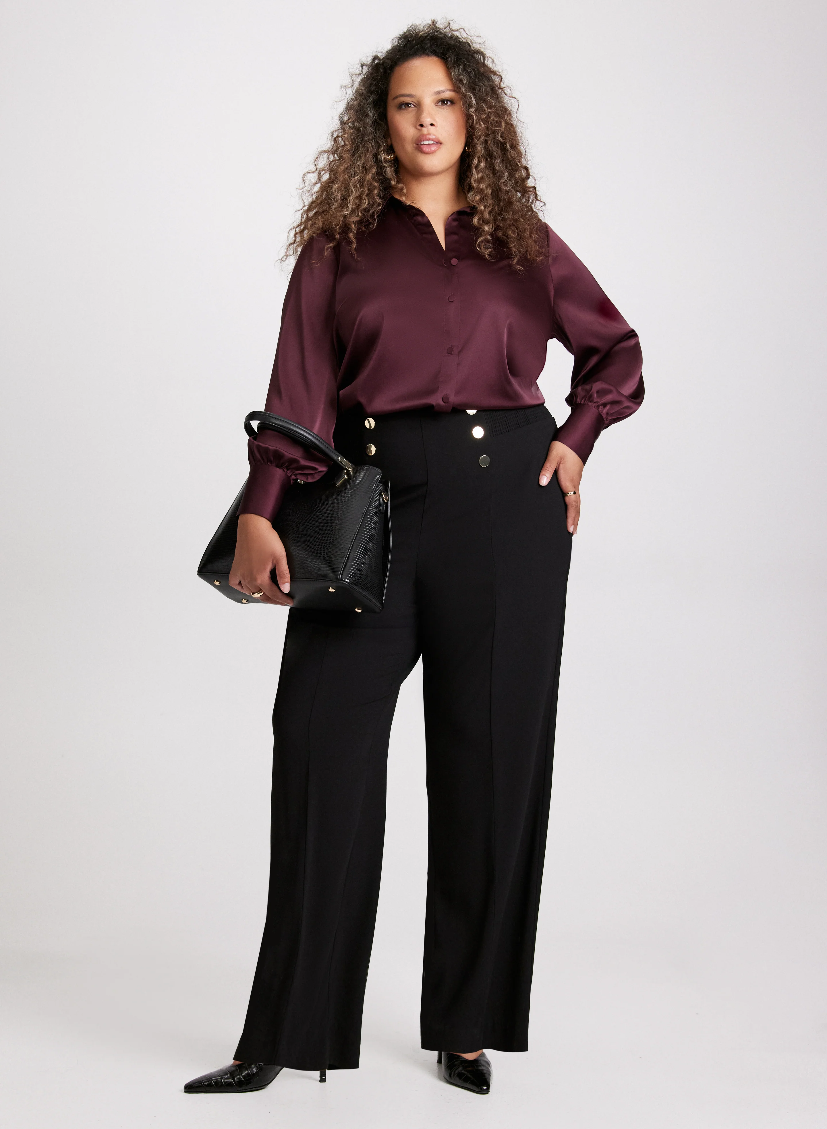 Olivia Button Detail Wide-Leg Pants - Image 4