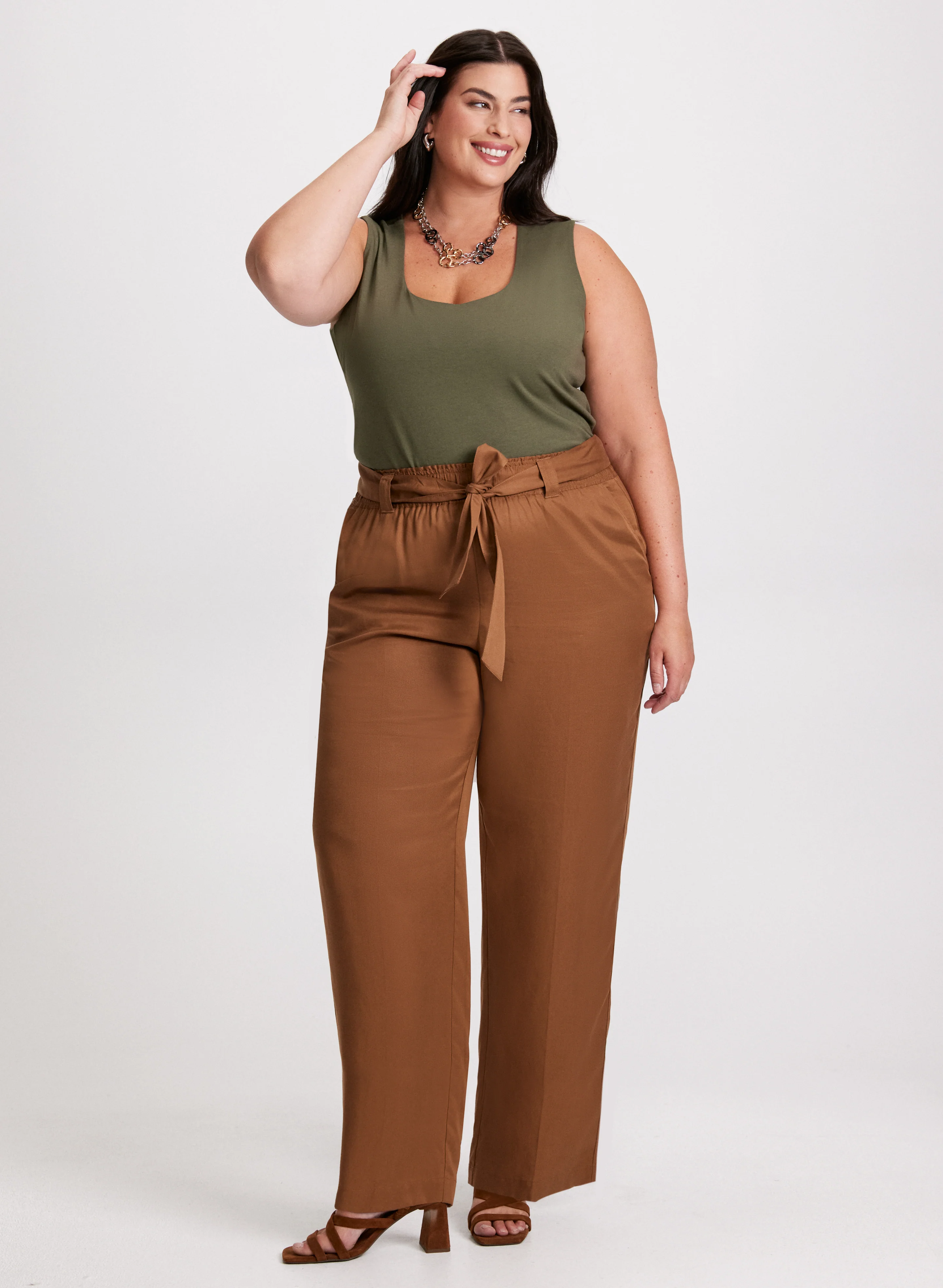 Square Neck Tank Top & Tencel Pull-On Pants