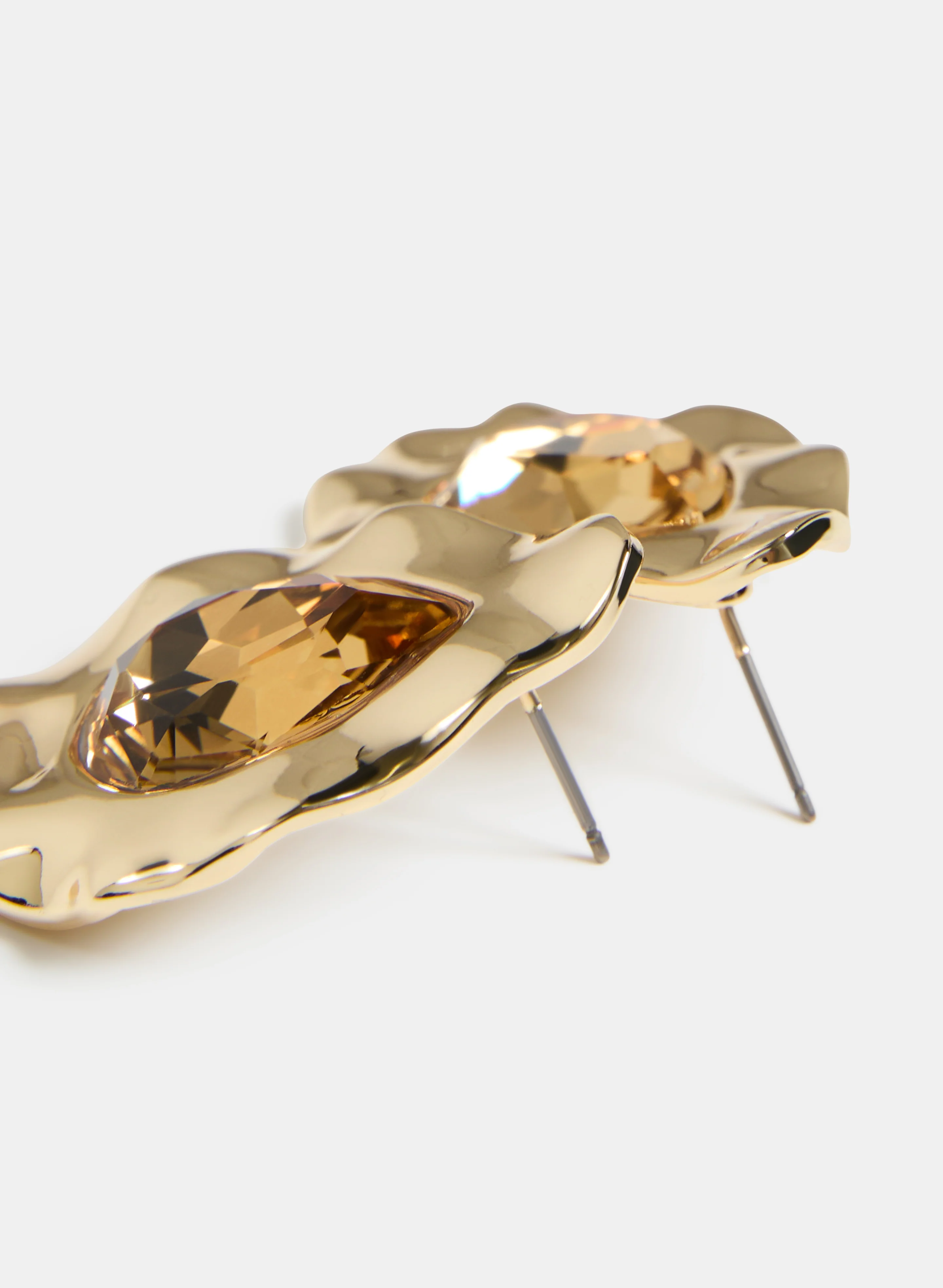 Stone Center Teardrop Stud Earrings - Image 2