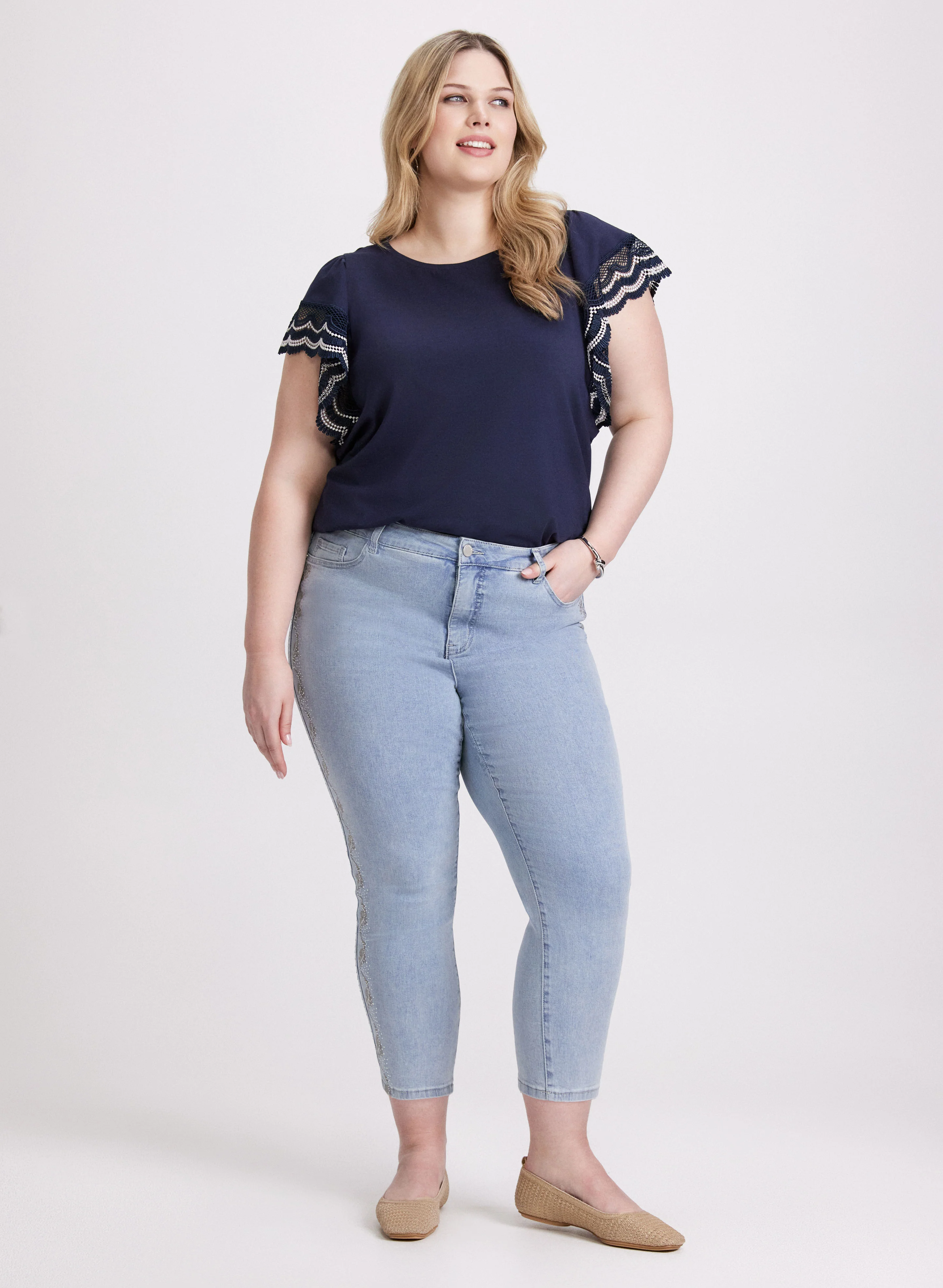Stone Embellished Straight-Leg Jeans - Image 3