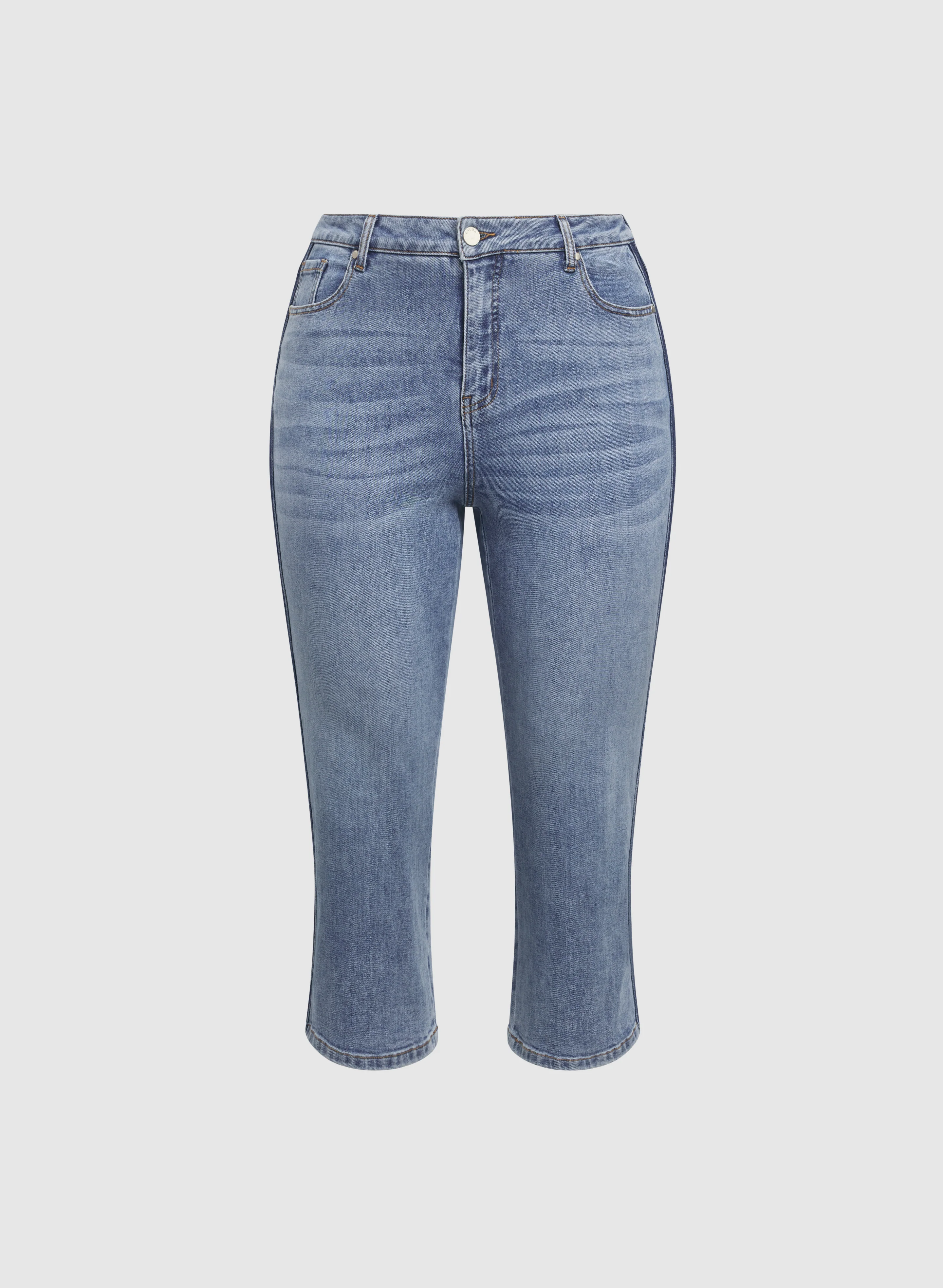 Contrast Denim Capris - Image 7