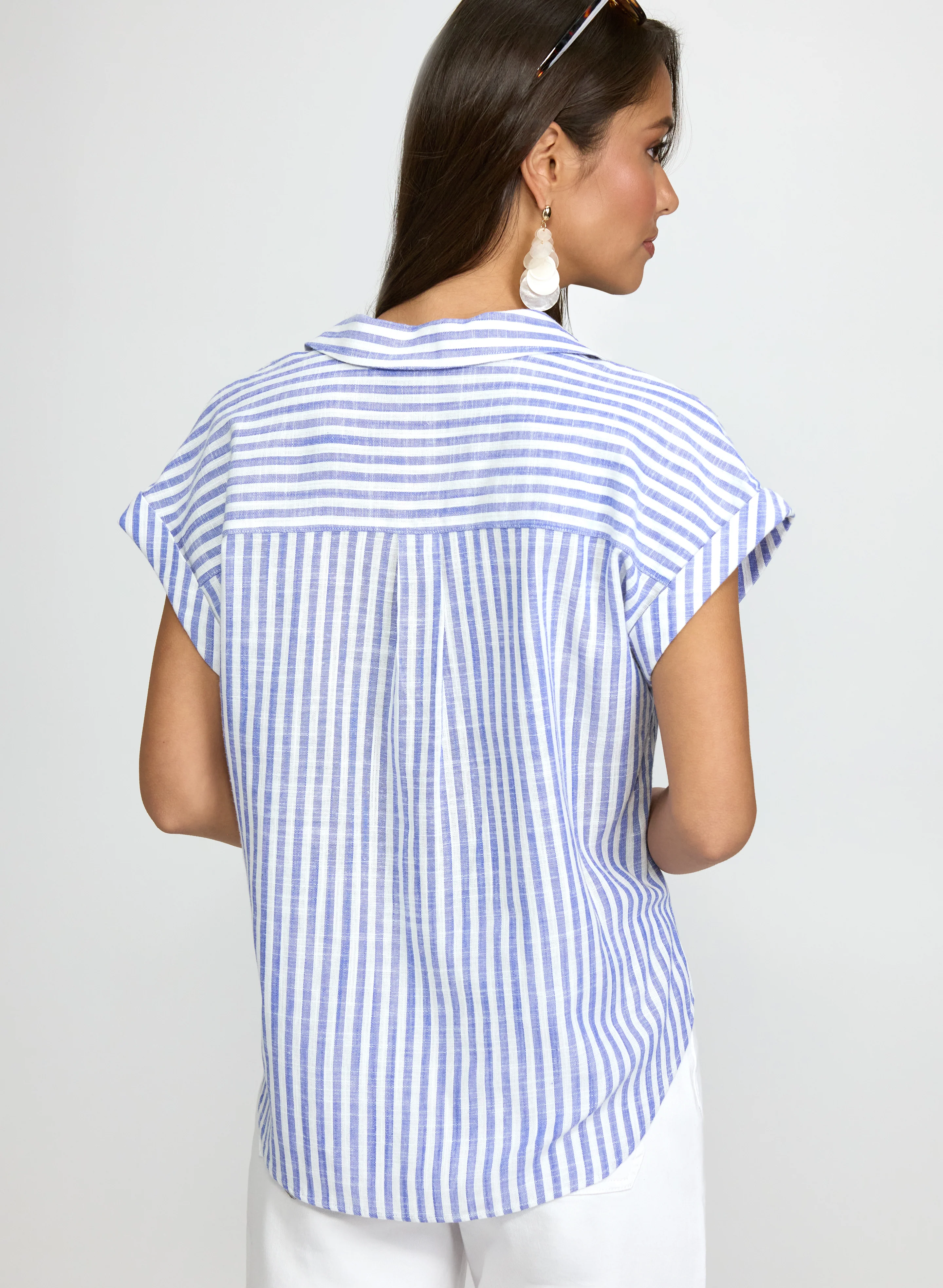Stripe Front Tie Blouse - Image 5