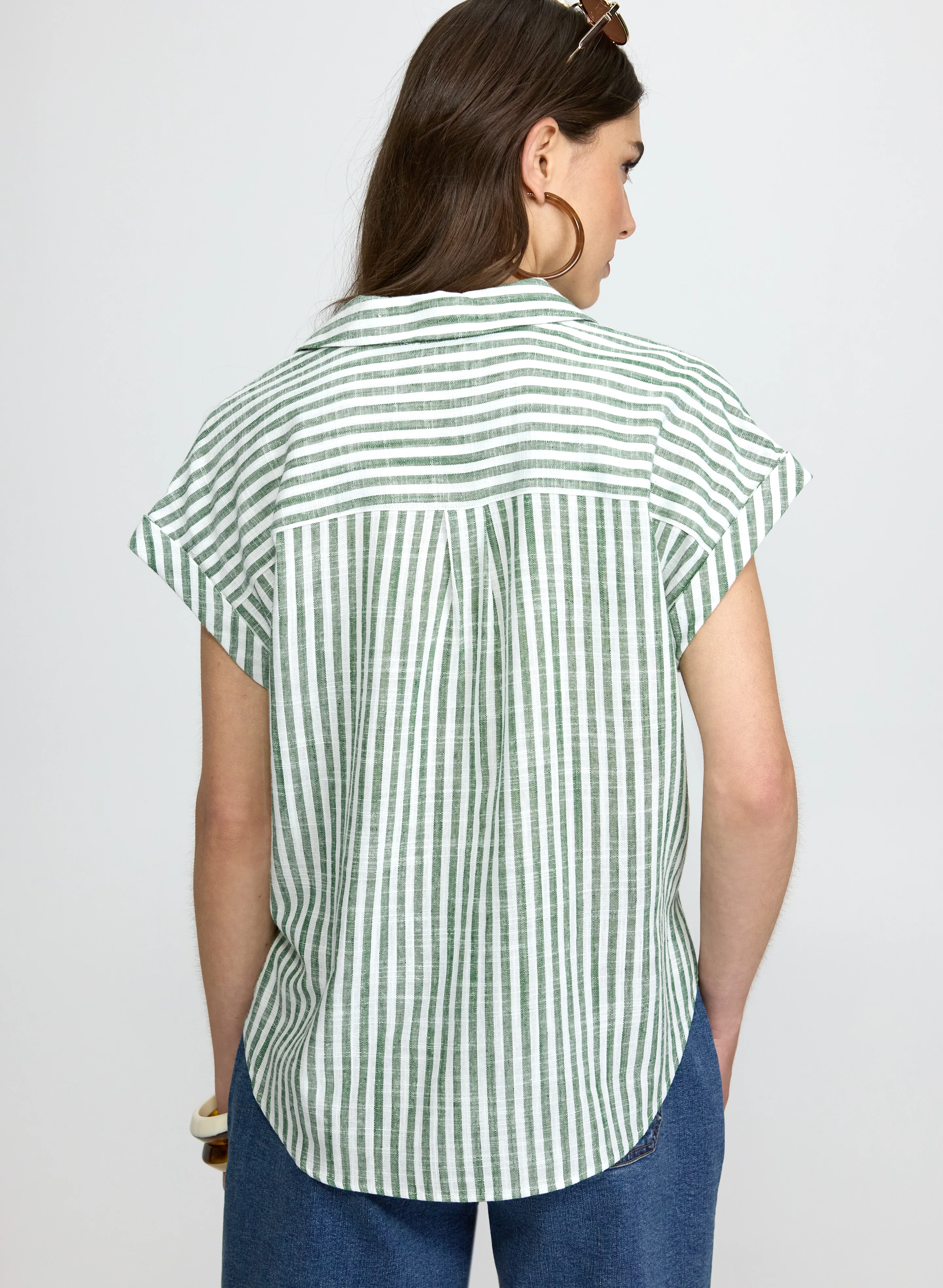 Stripe Front Tie Blouse - Image 4