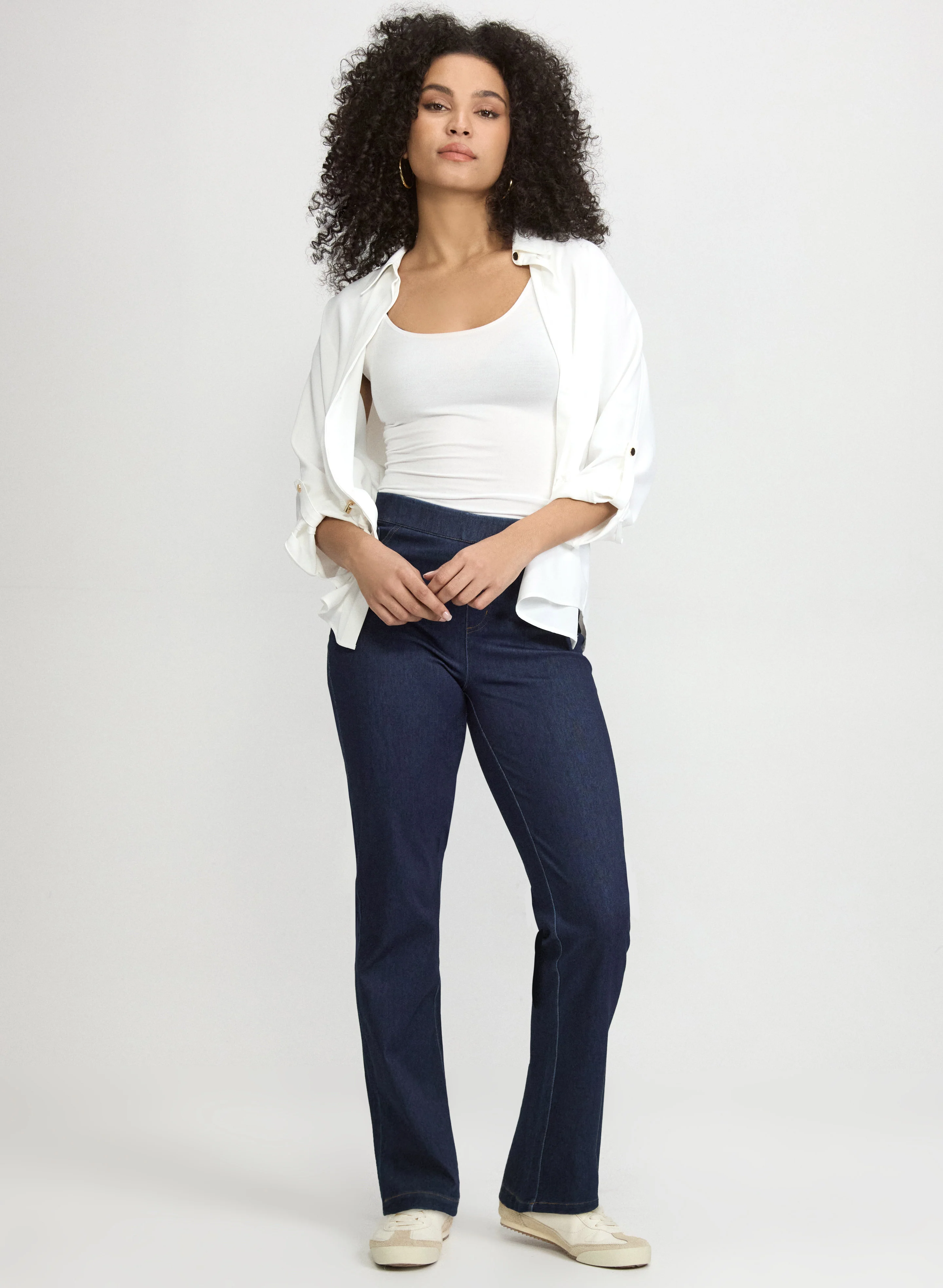 Stripe Knit Top & Pull-On Jeans