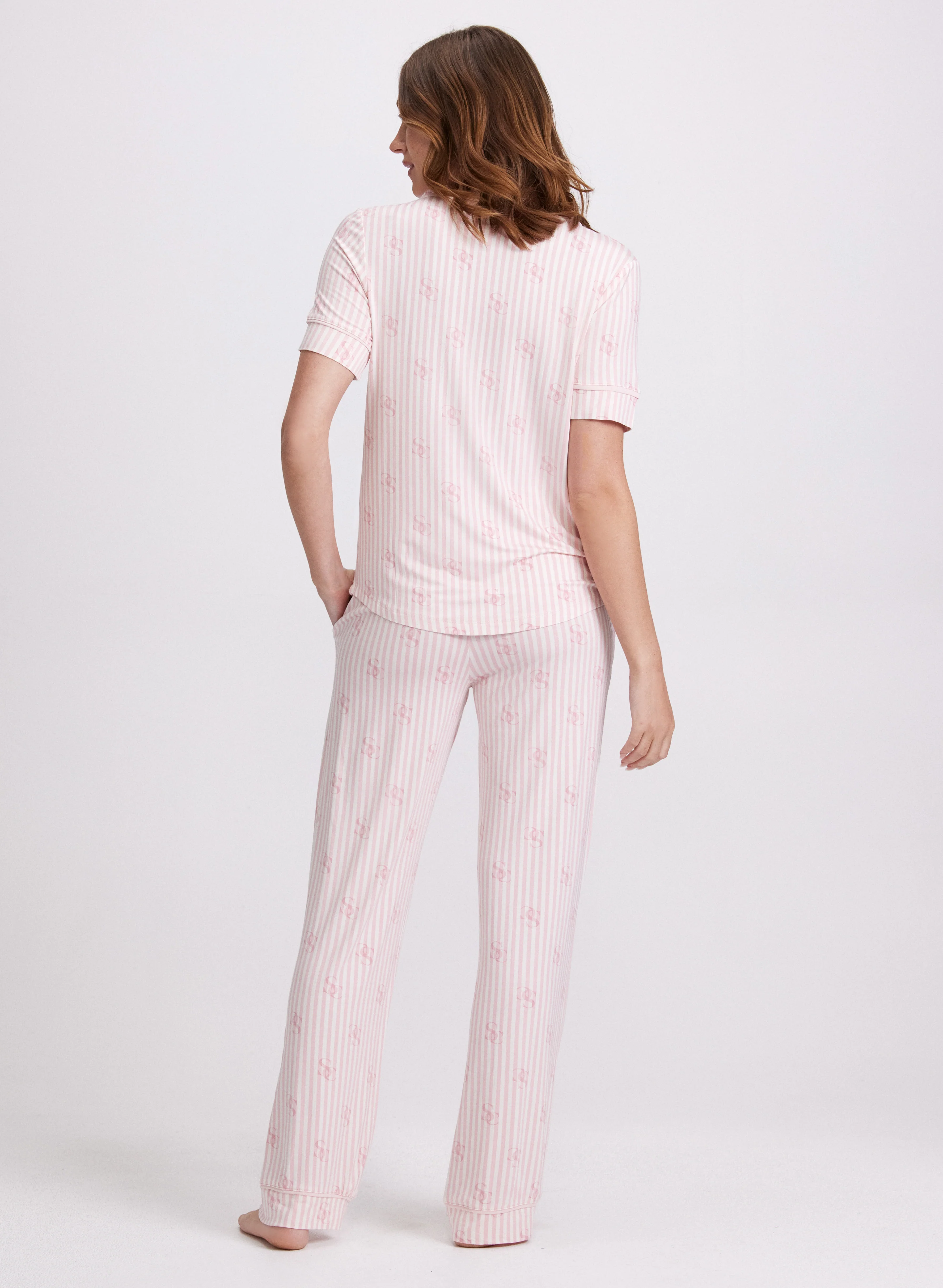 Striped Letter Print Pyjama Set - Image 2