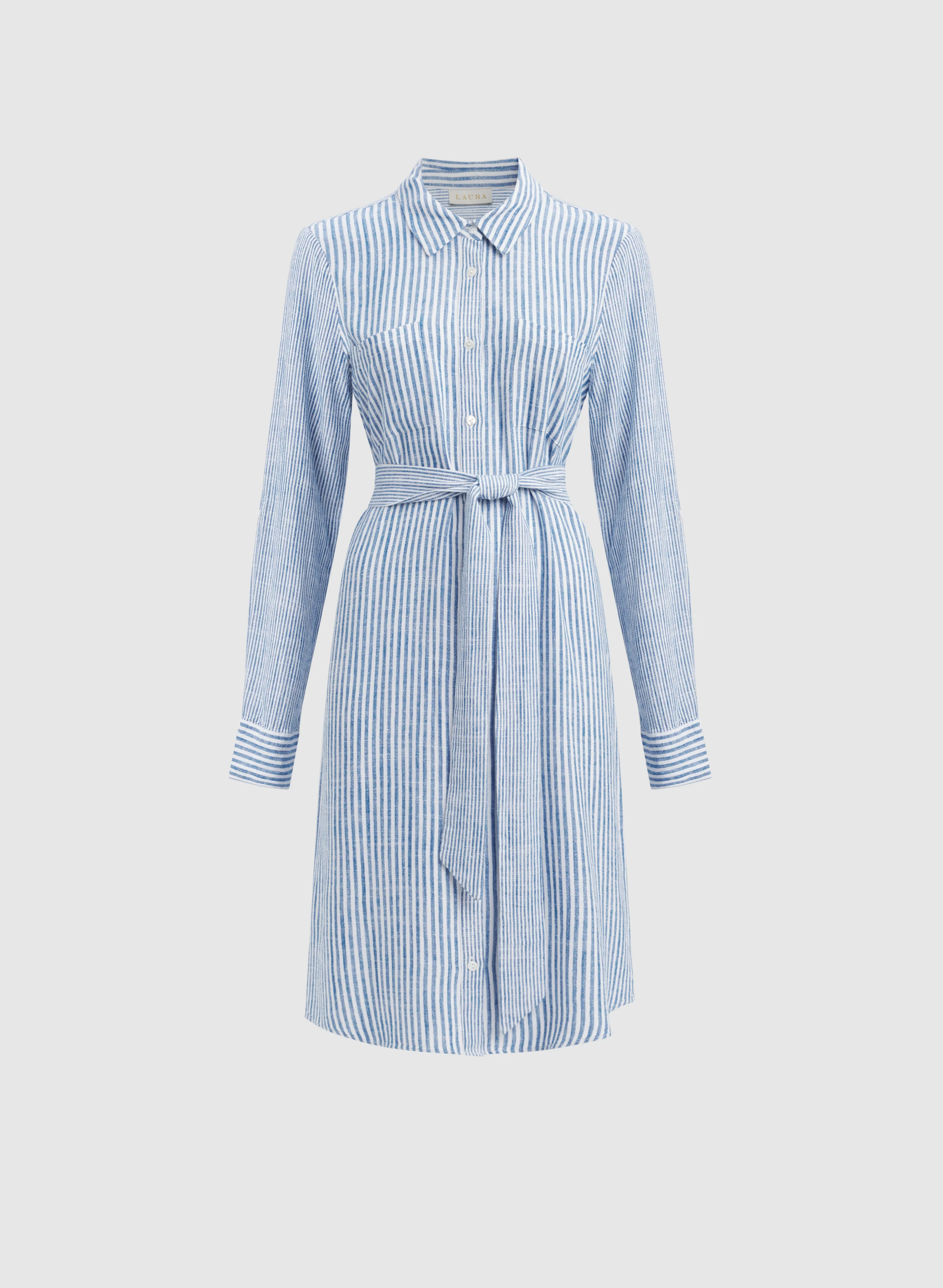 Striped Linen-Blend Shirt Dress - Image 6