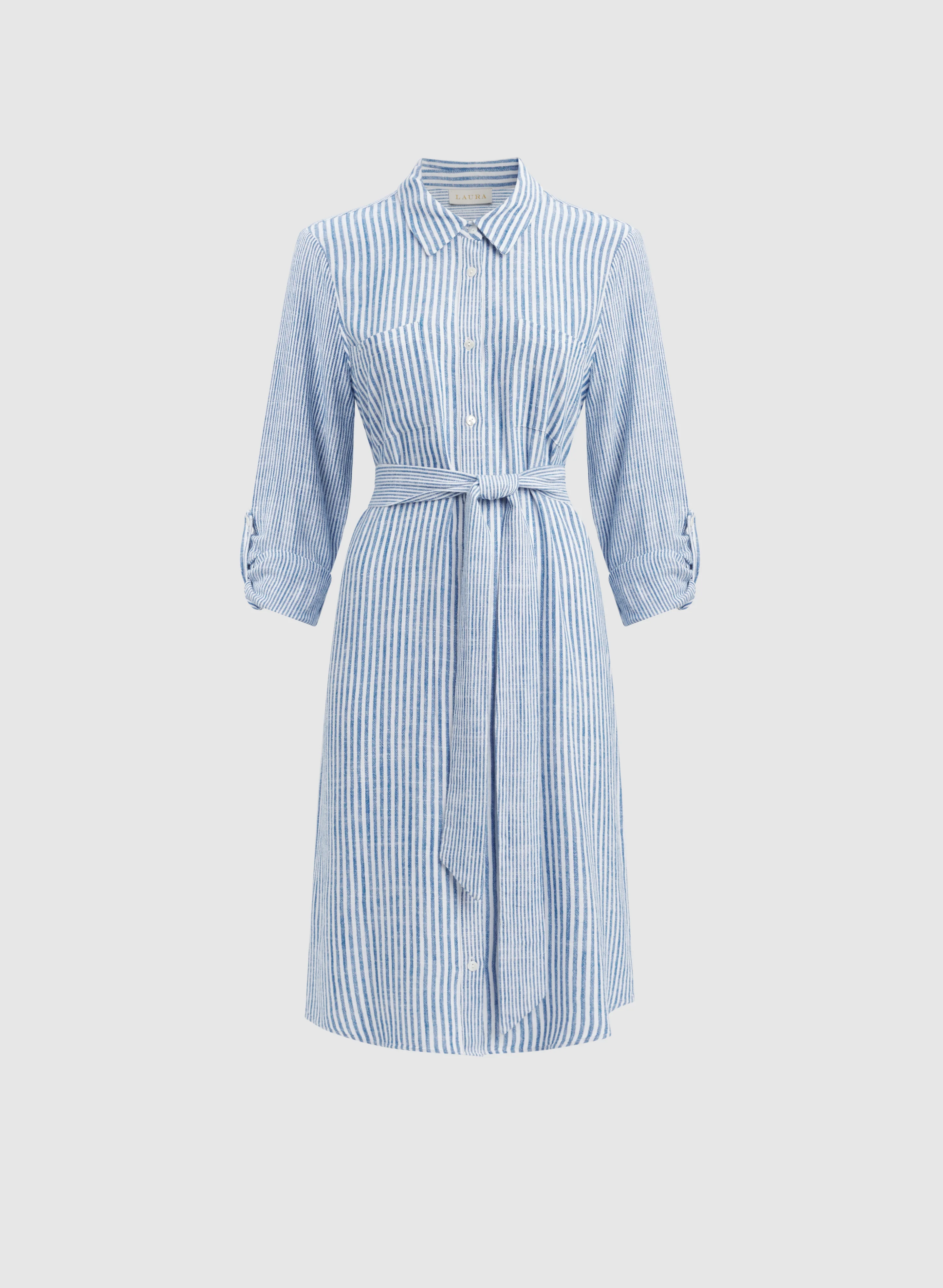 Striped Linen-Blend Shirt Dress - Image 8