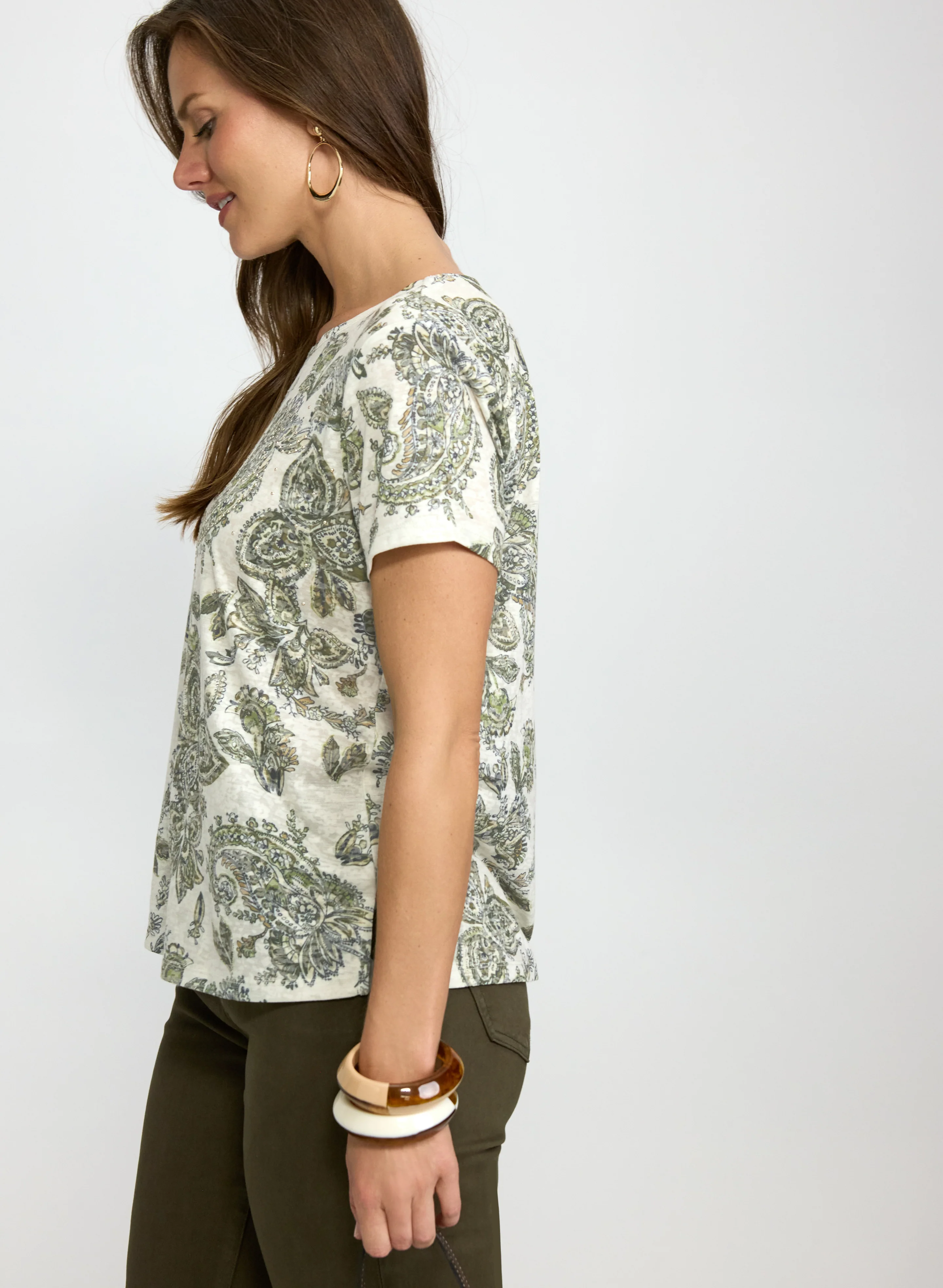 Studded Paisley Print T-Shirt - Image 2