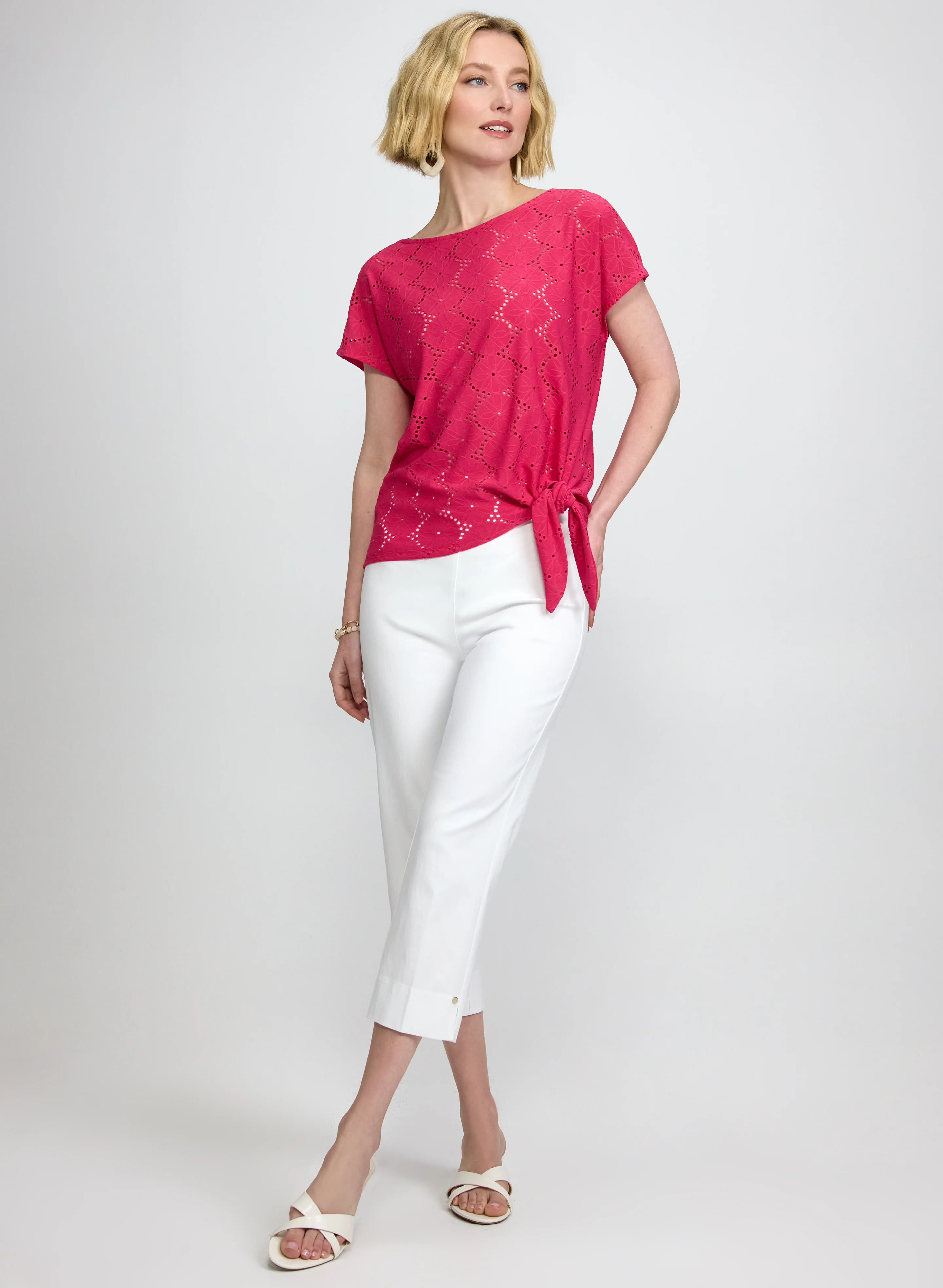 Tied-Hem Eyelet Top - Image 3