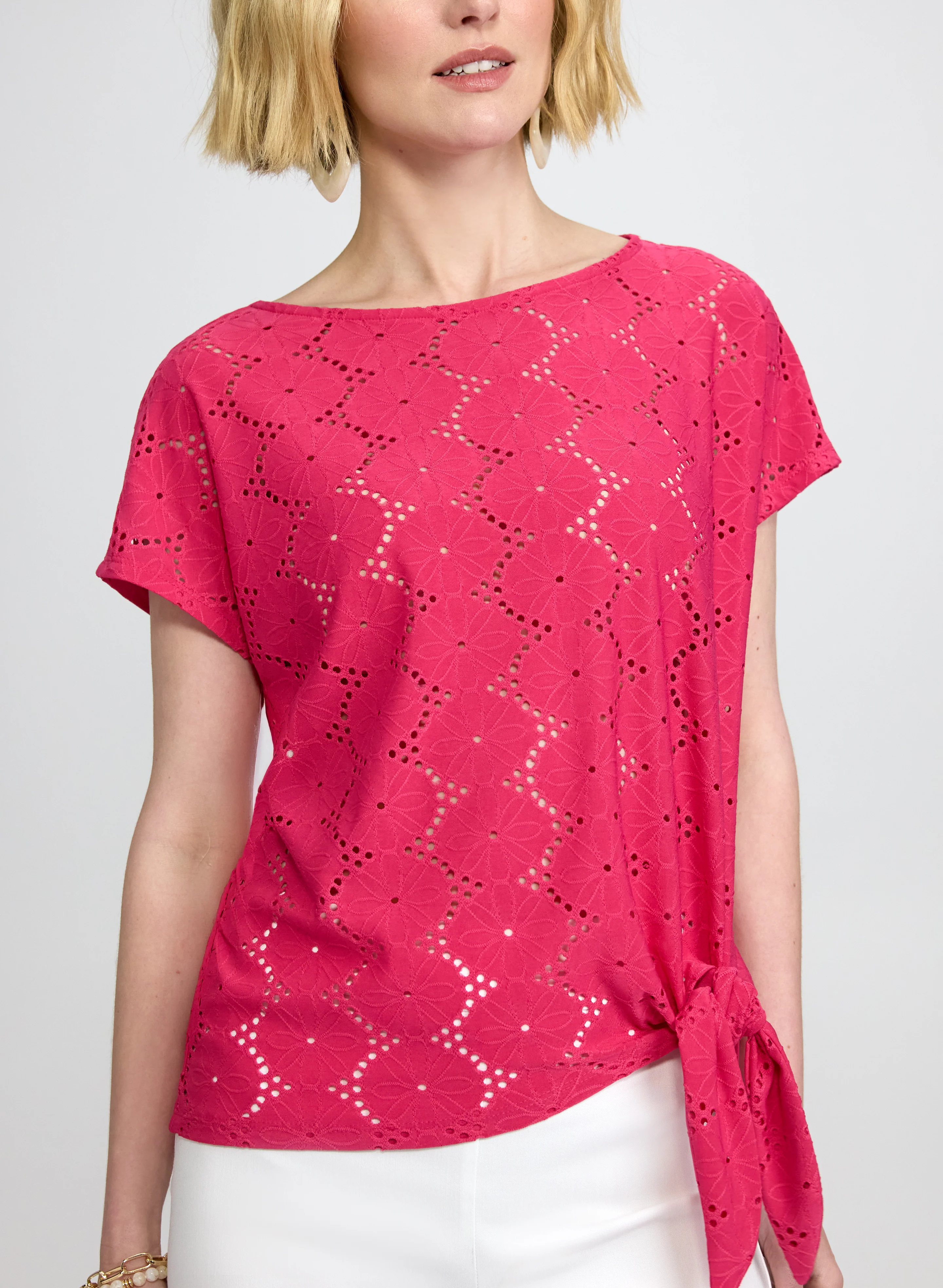 Tied-Hem Eyelet Top - Image 5