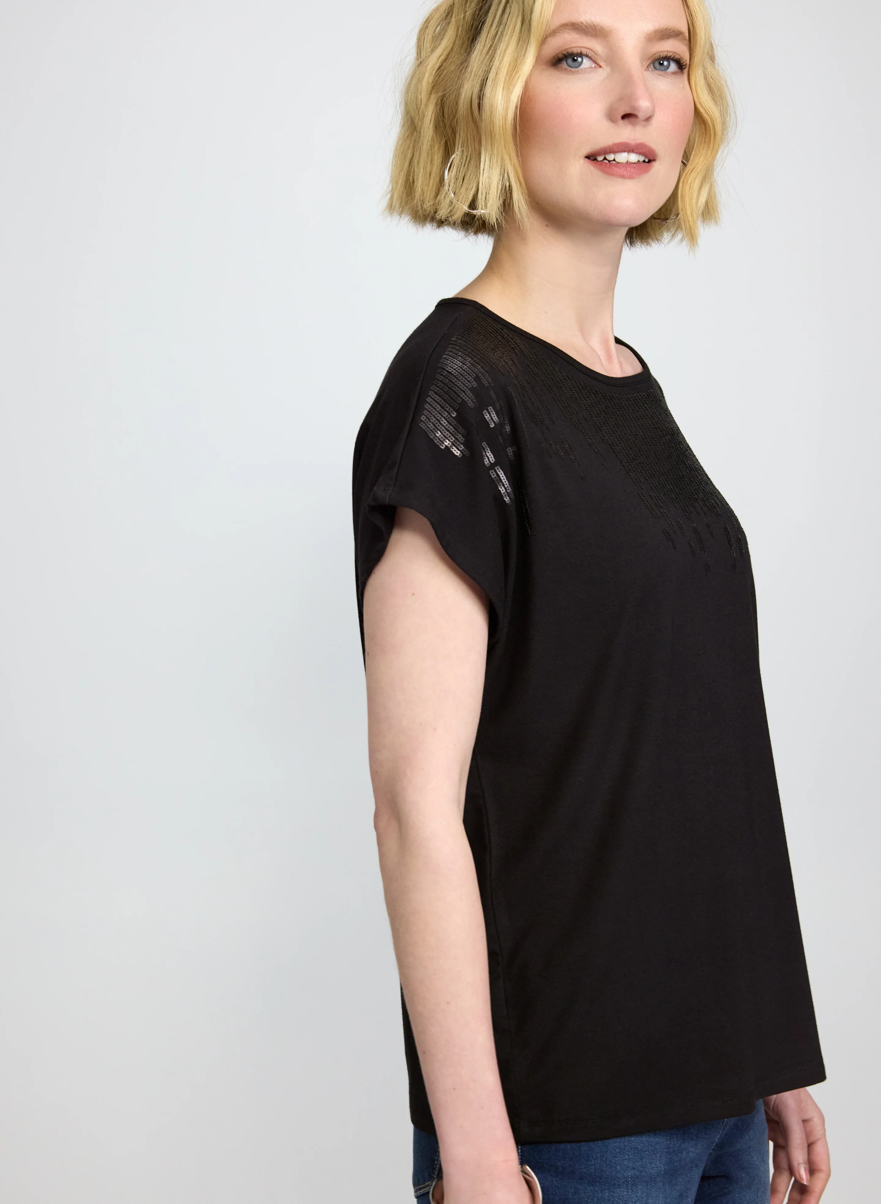 Tonal Sequined T-Shirt - Image 2