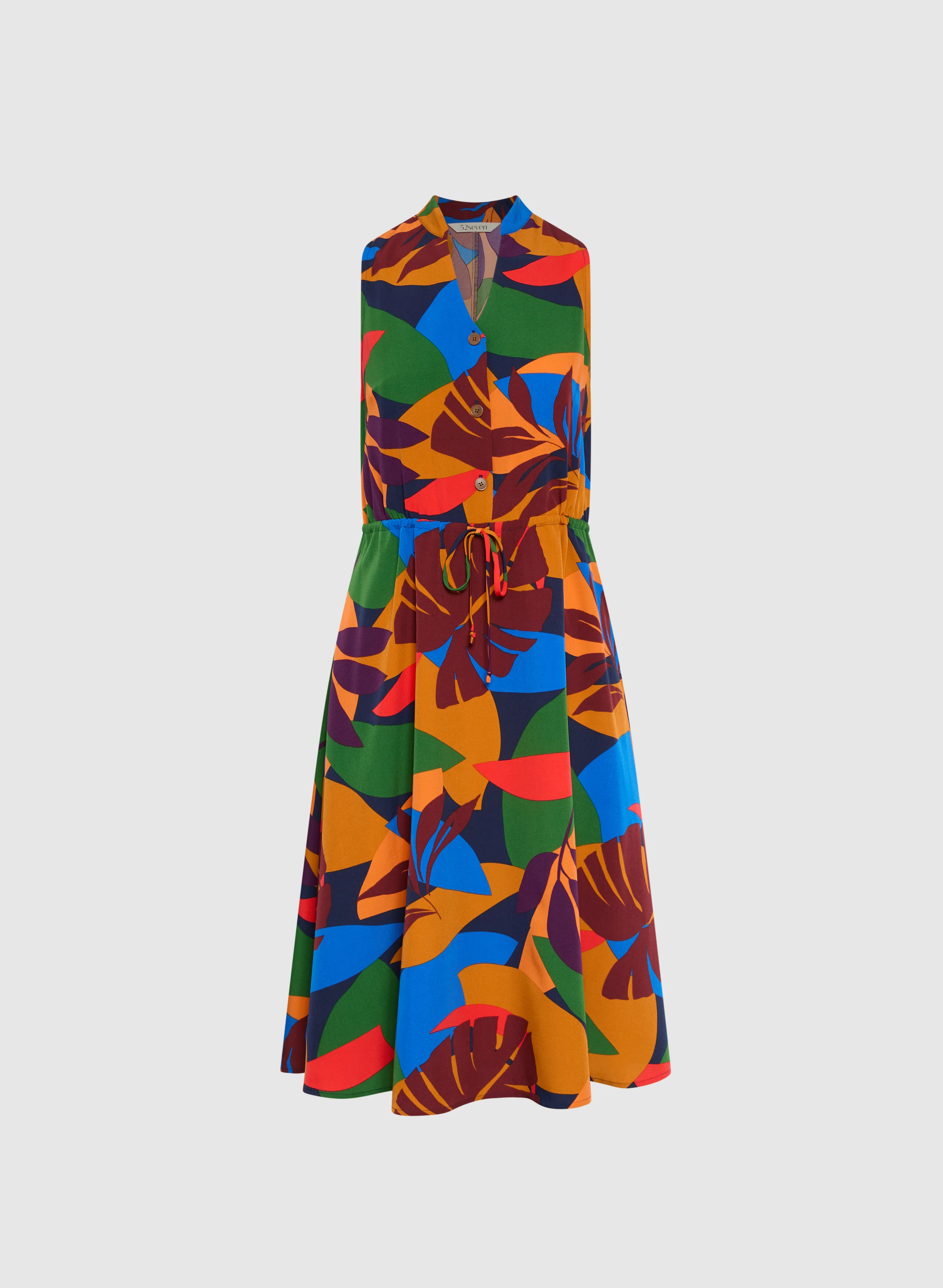 Tropical Drawstring Waist Dress - Image 5