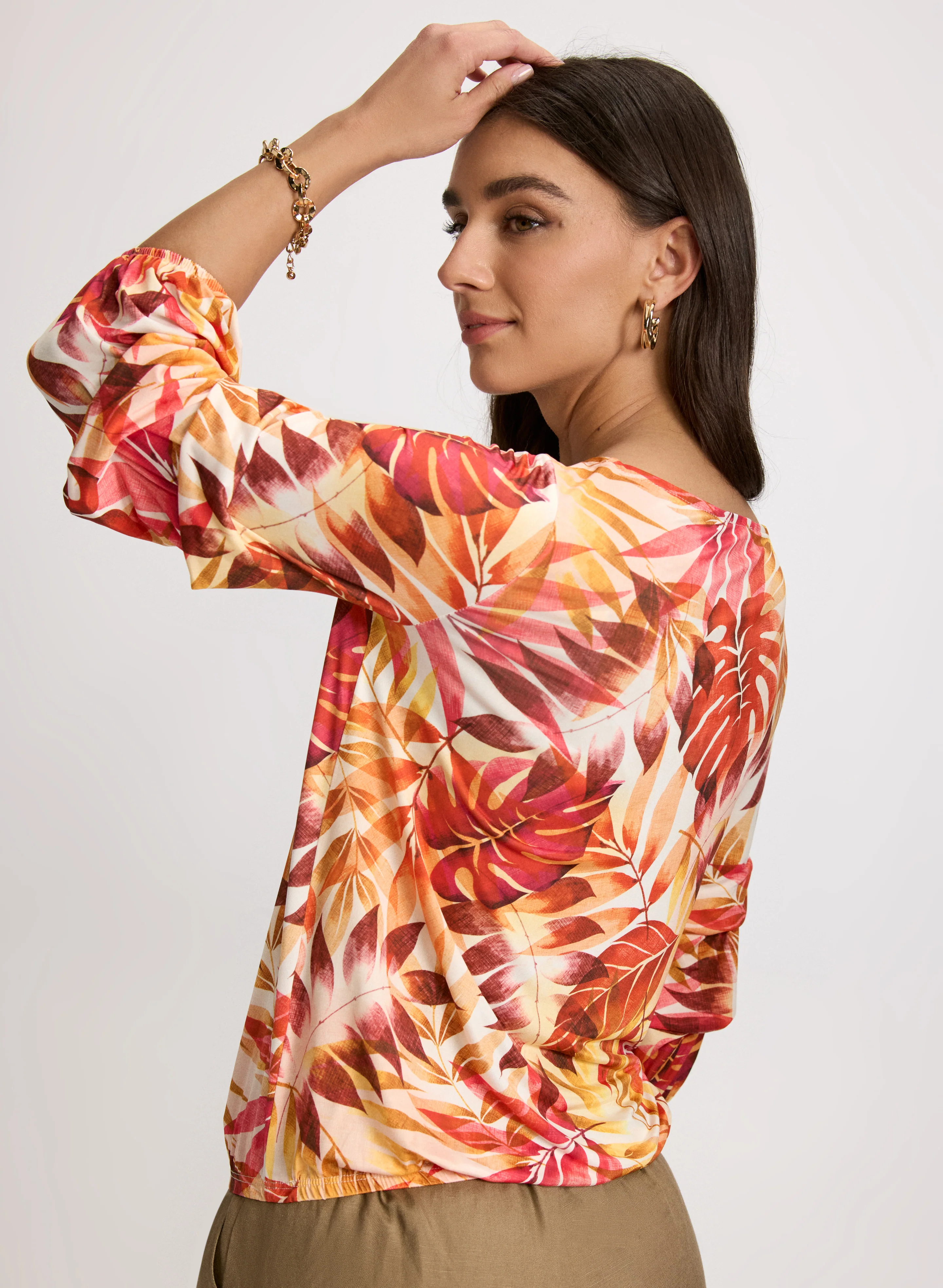 Tropical Pinched Sleeve Top - Image 4