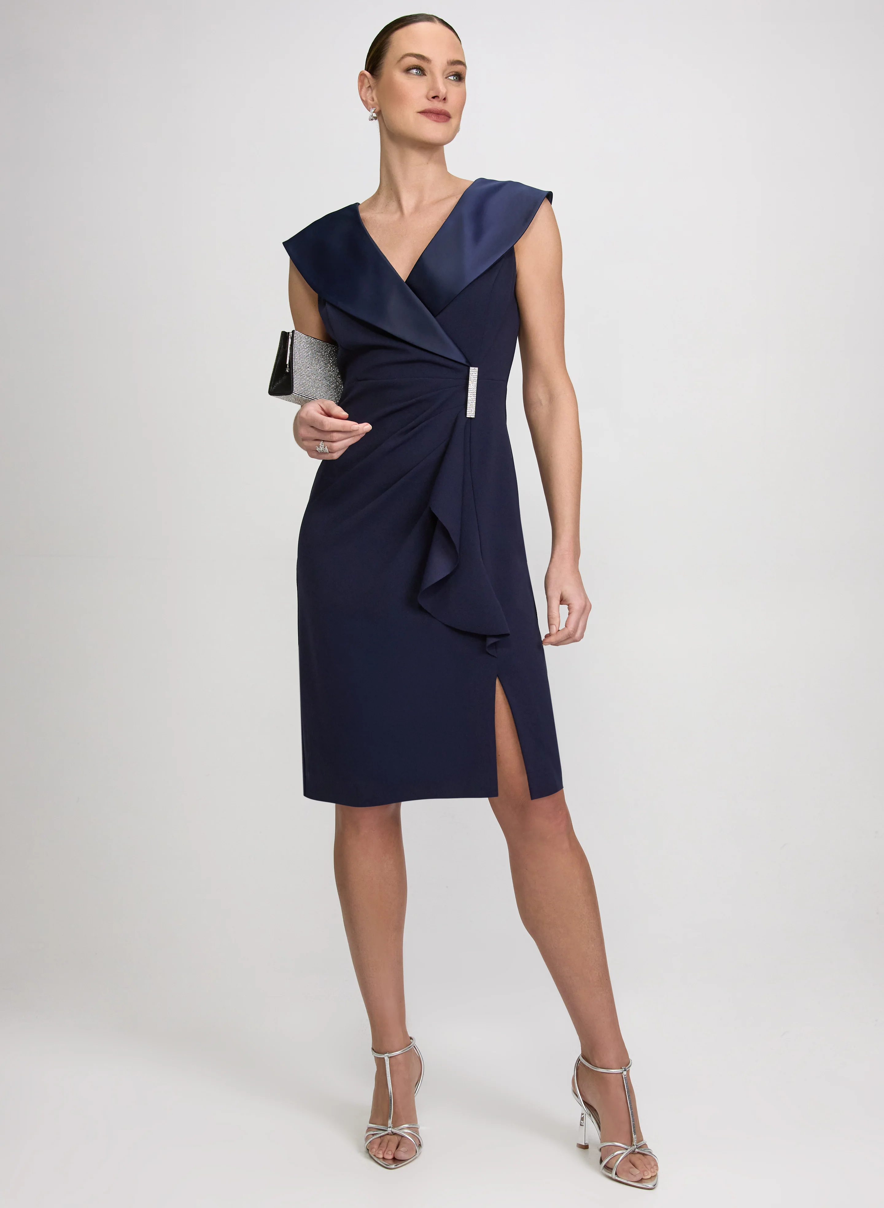 Tuxedo Satin Collar Dress