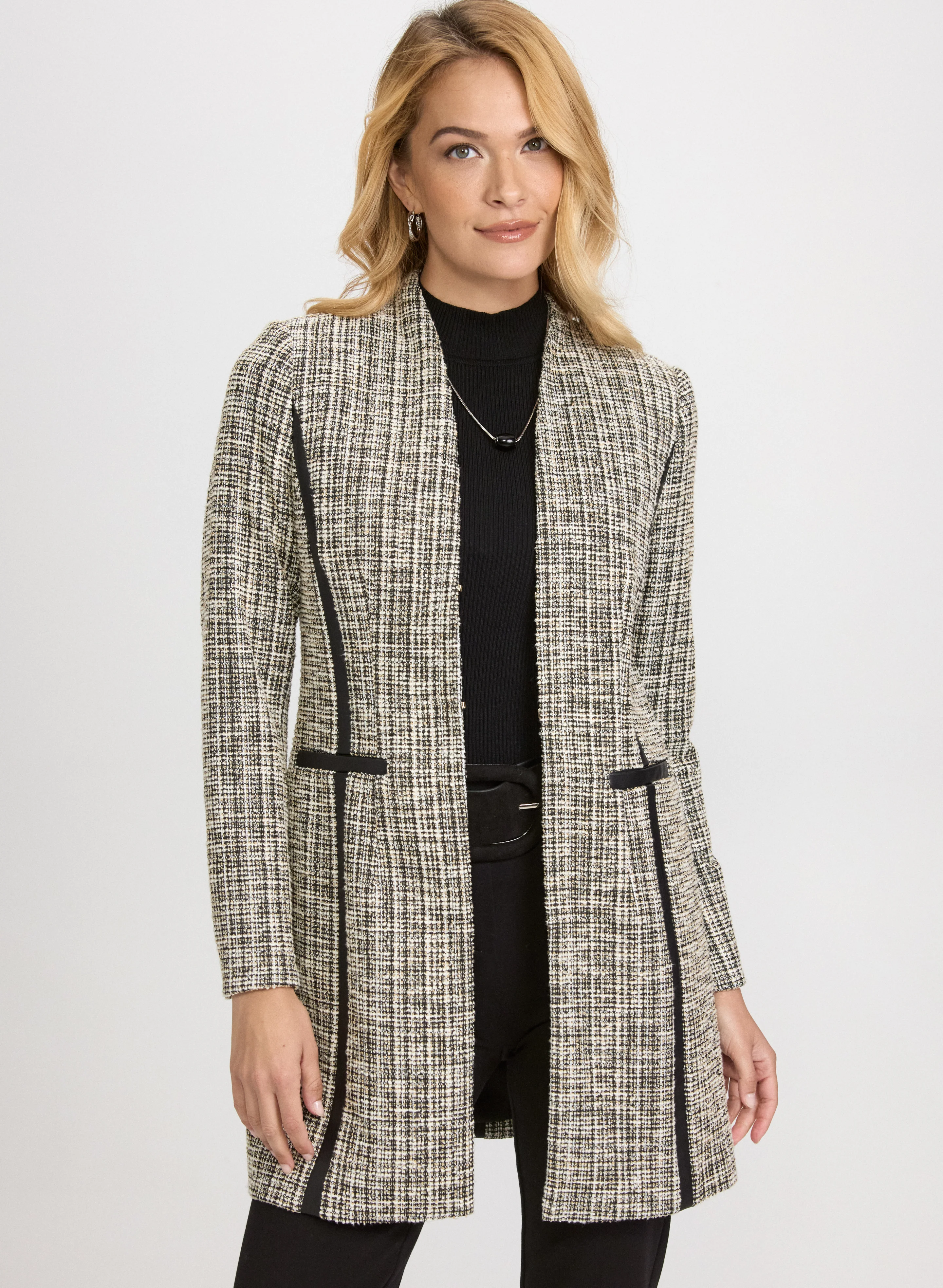 Tweed Open-Front Coat