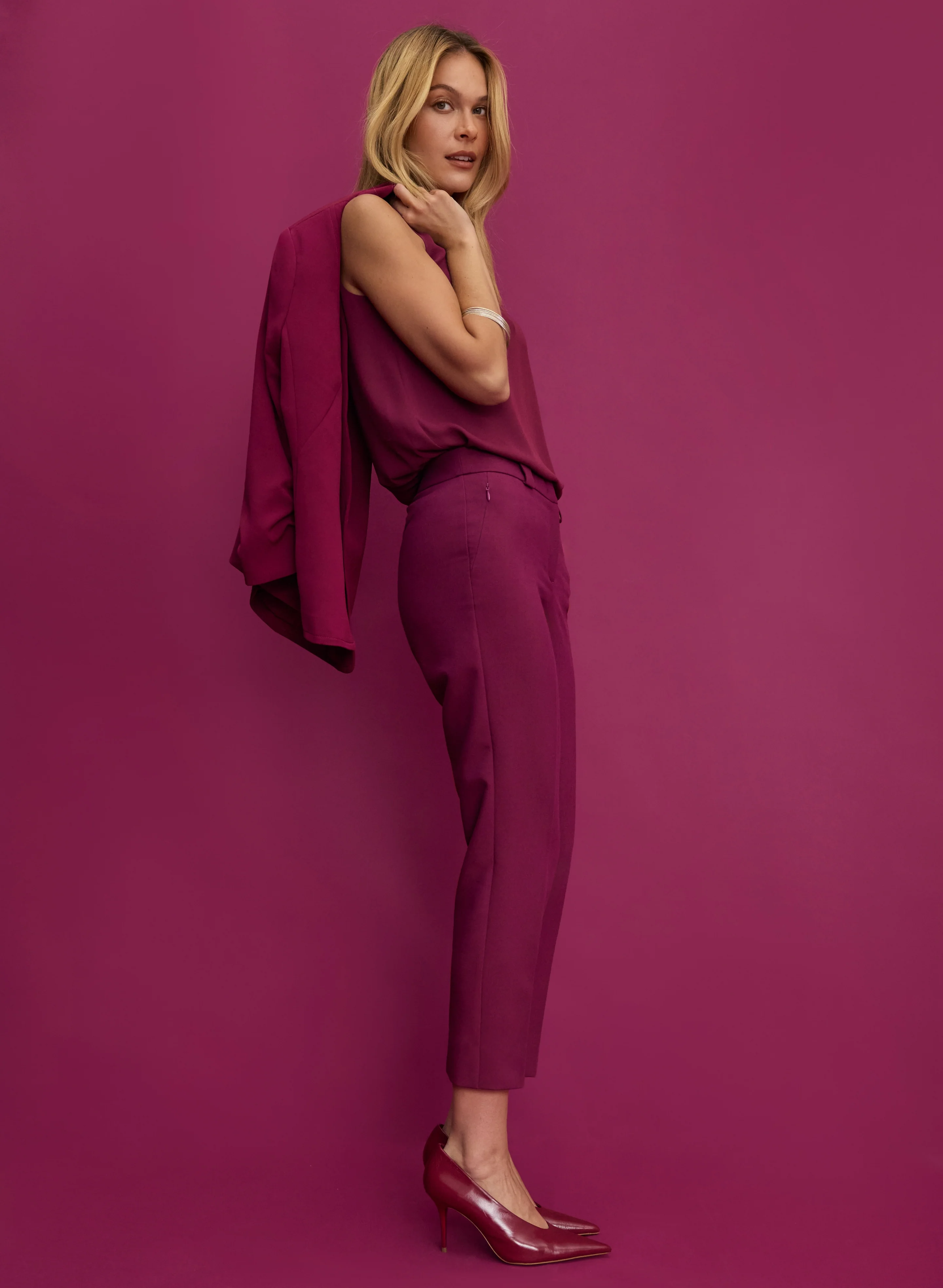 Twill 3/4 Sleeve Blazer & Emma Slim-Leg Pants