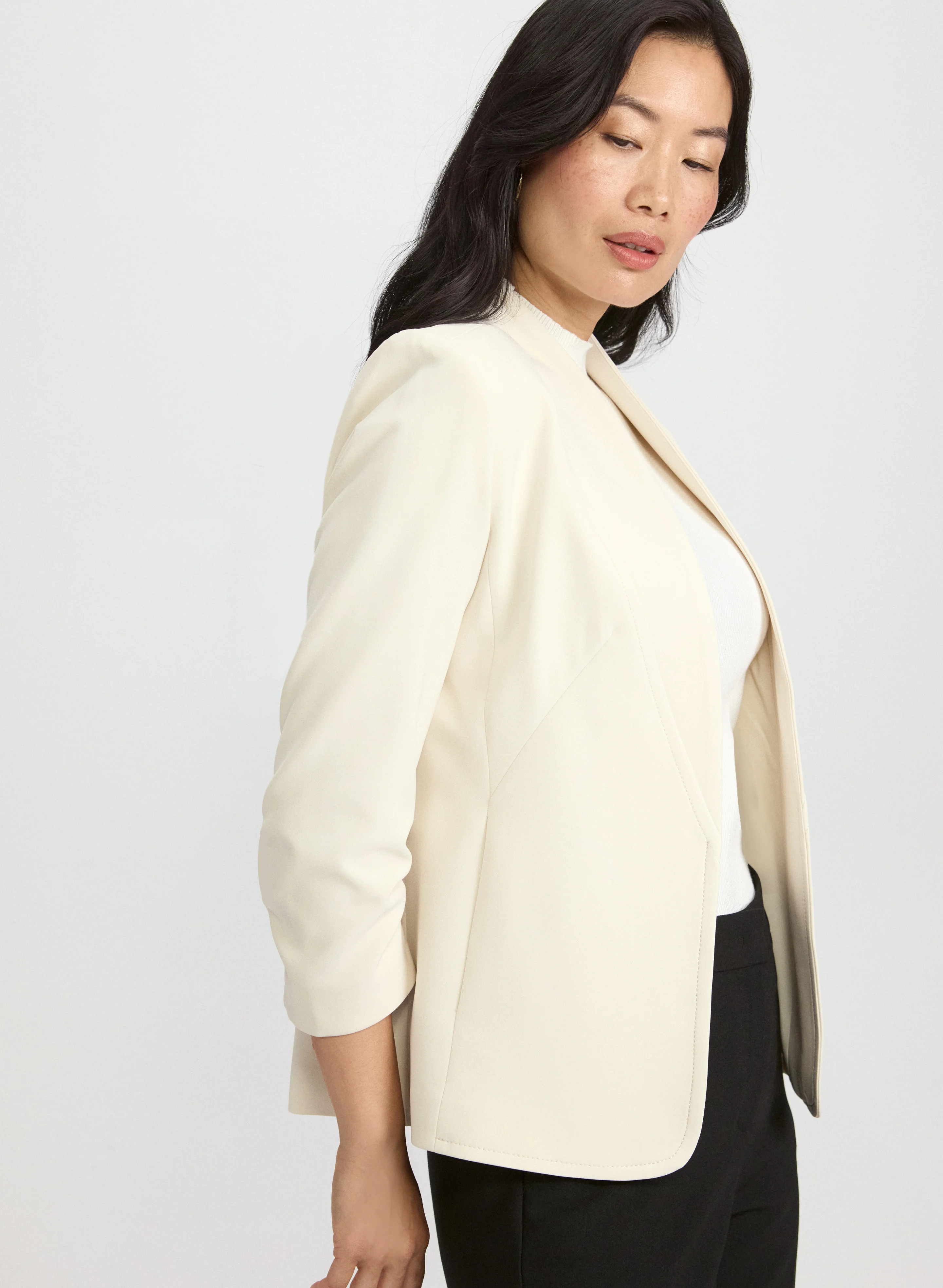 Twill 3/4 Sleeve Blazer - Image 2