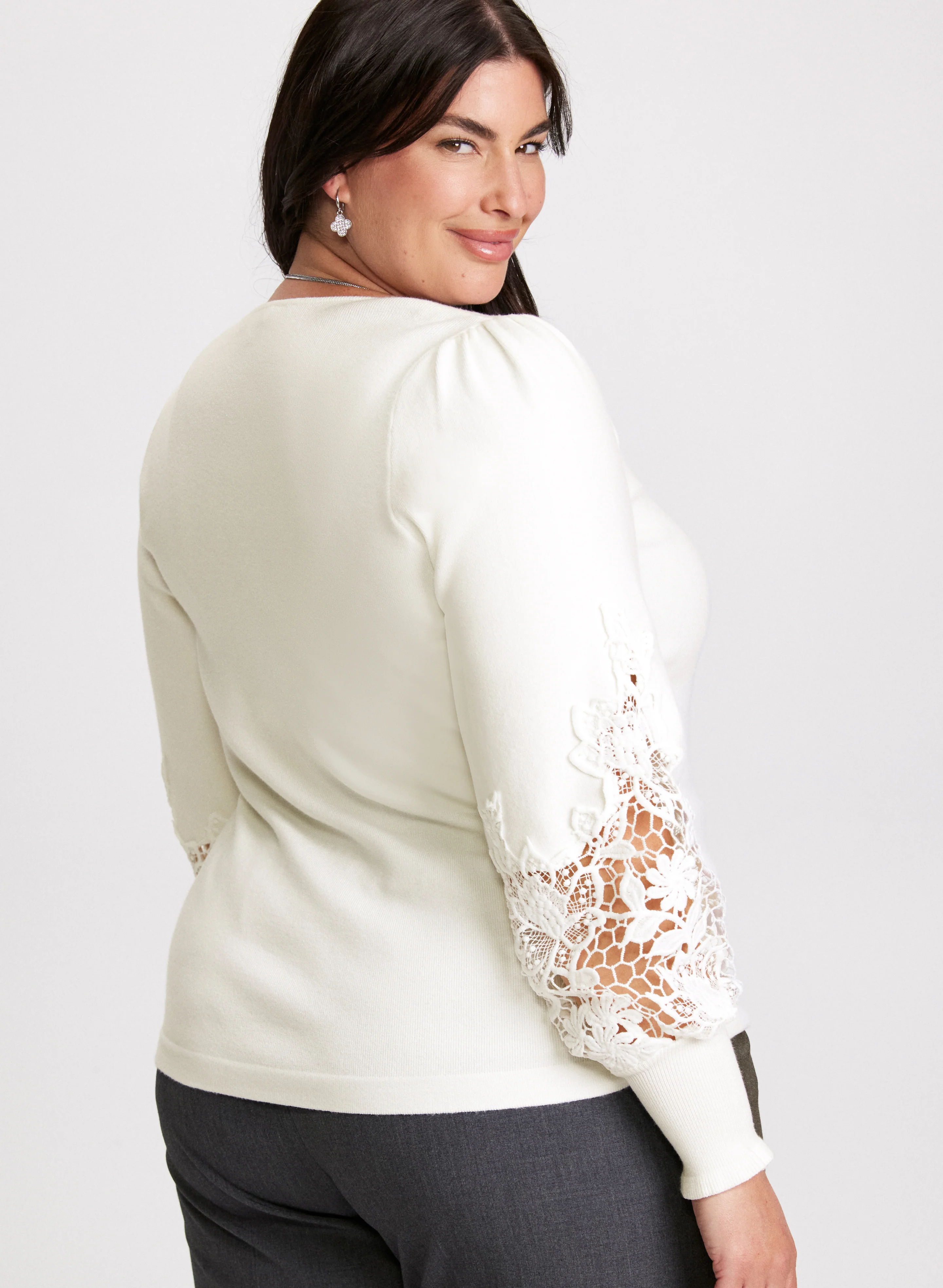 V-Neck Lace Detail Sweater - Image 4
