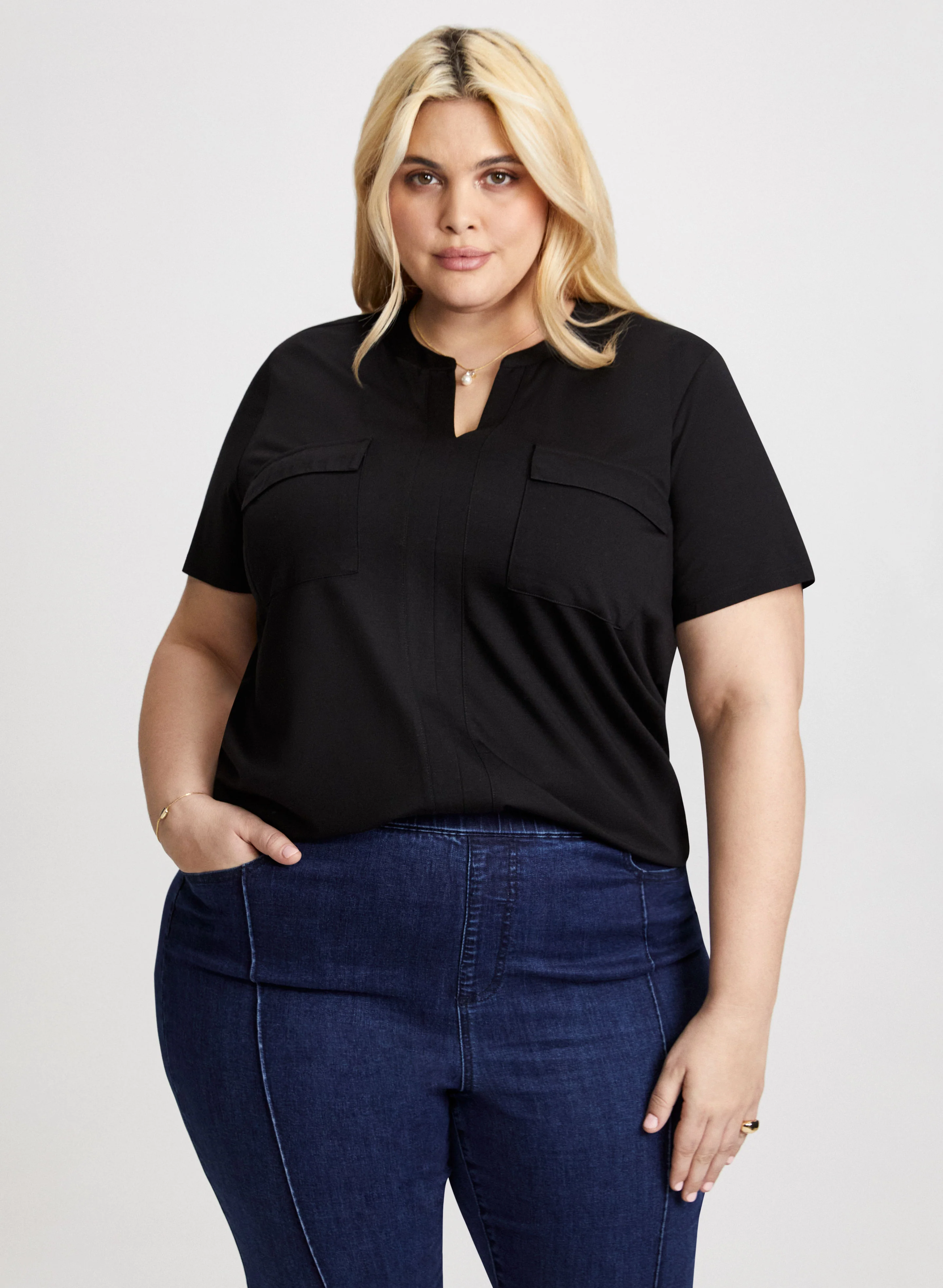Split V-Neck Tee - Image 5