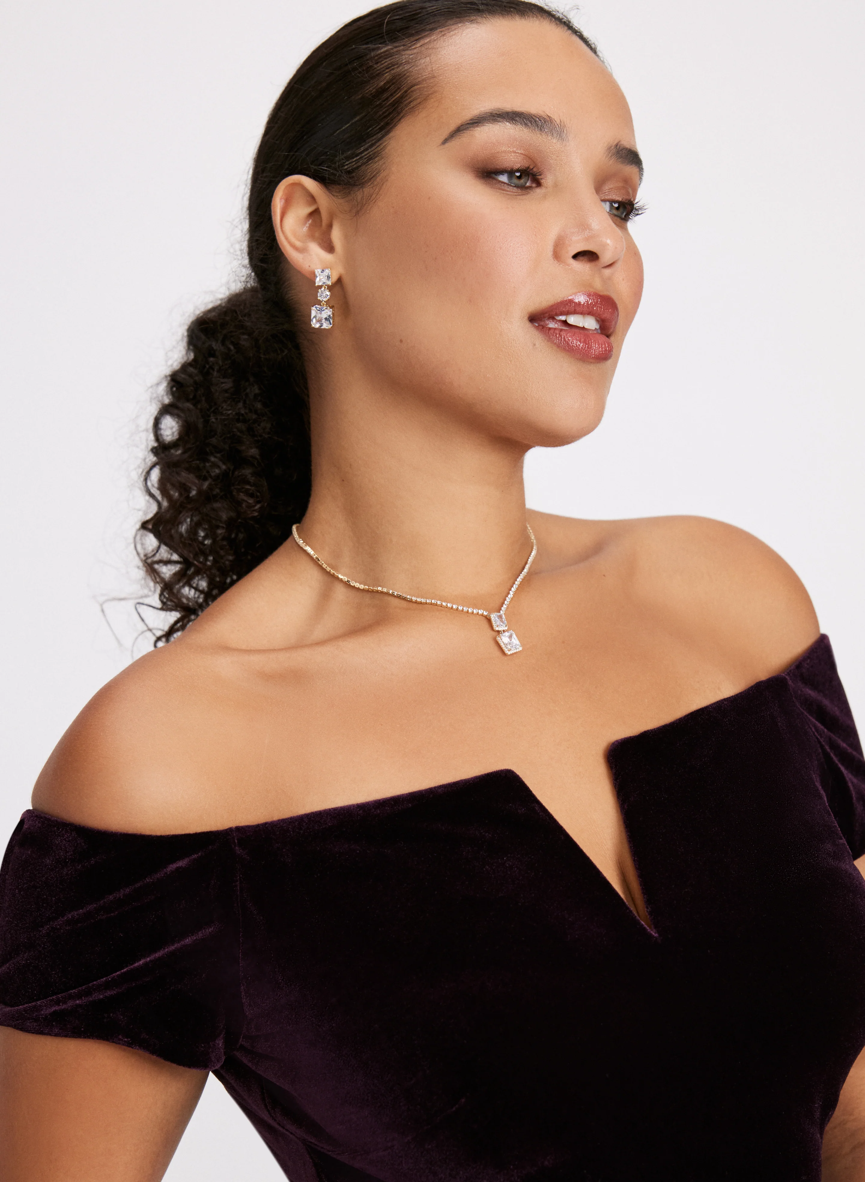 Velvet Bardot Dress - Image 3