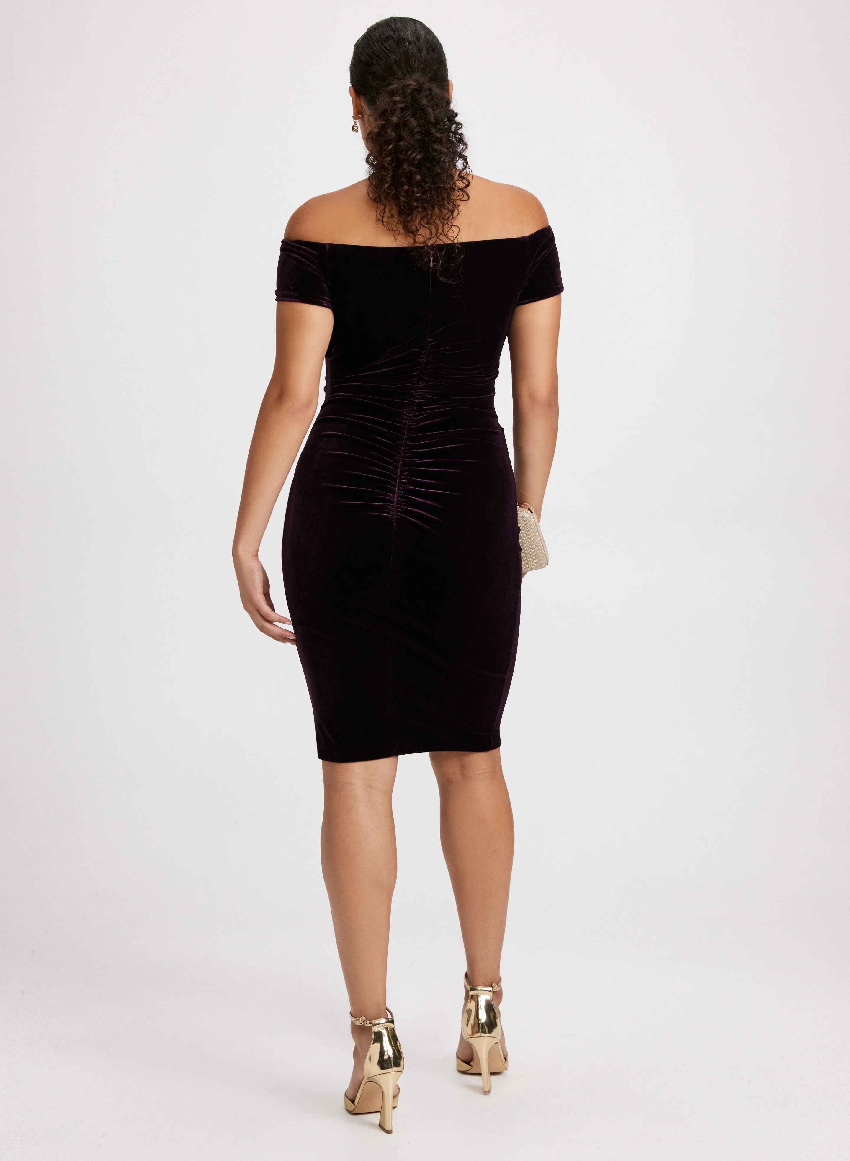 Velvet Bardot Dress - Image 4