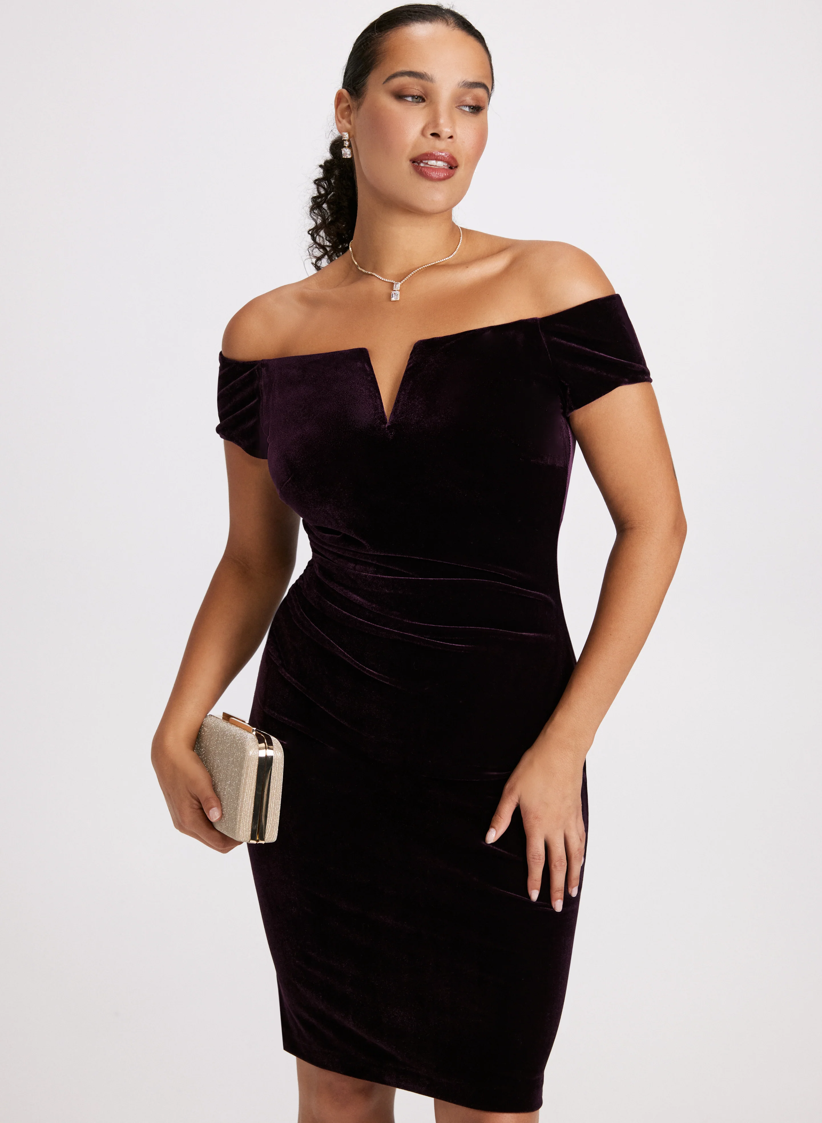 Velvet Bardot Dress - Image 5
