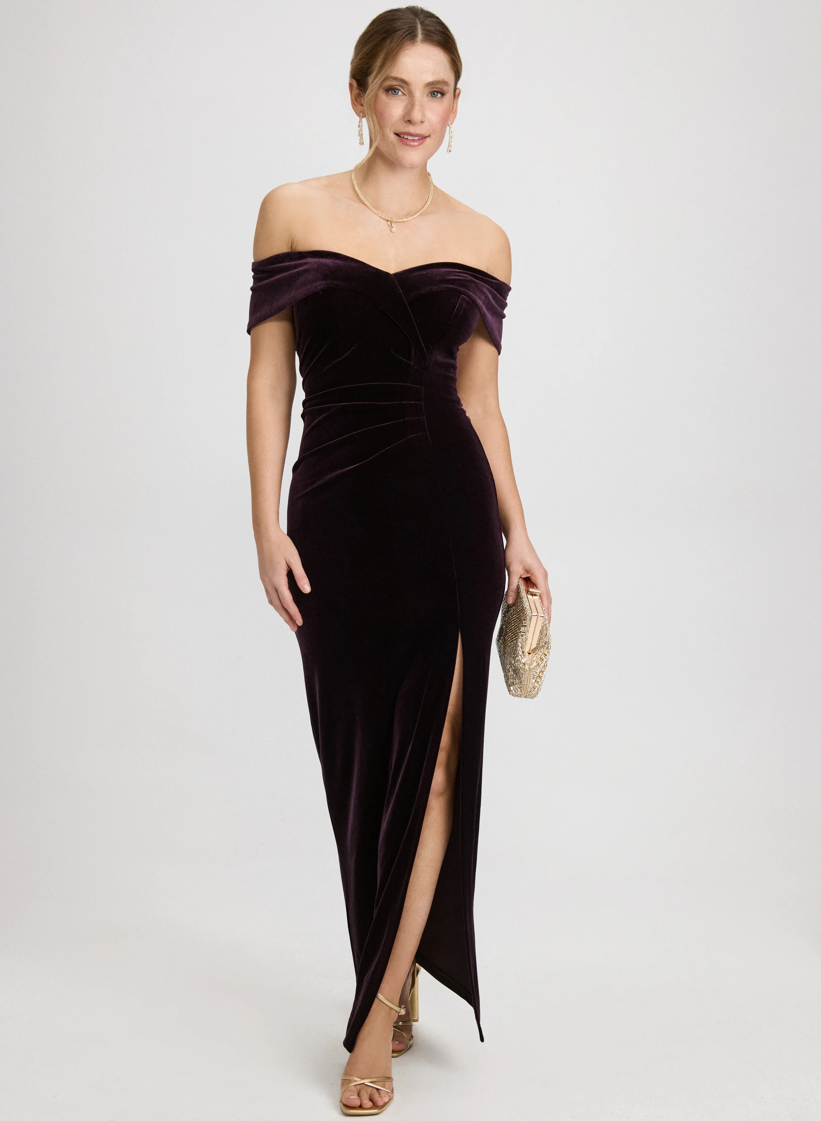 Velvet Off-Shoulder Dress