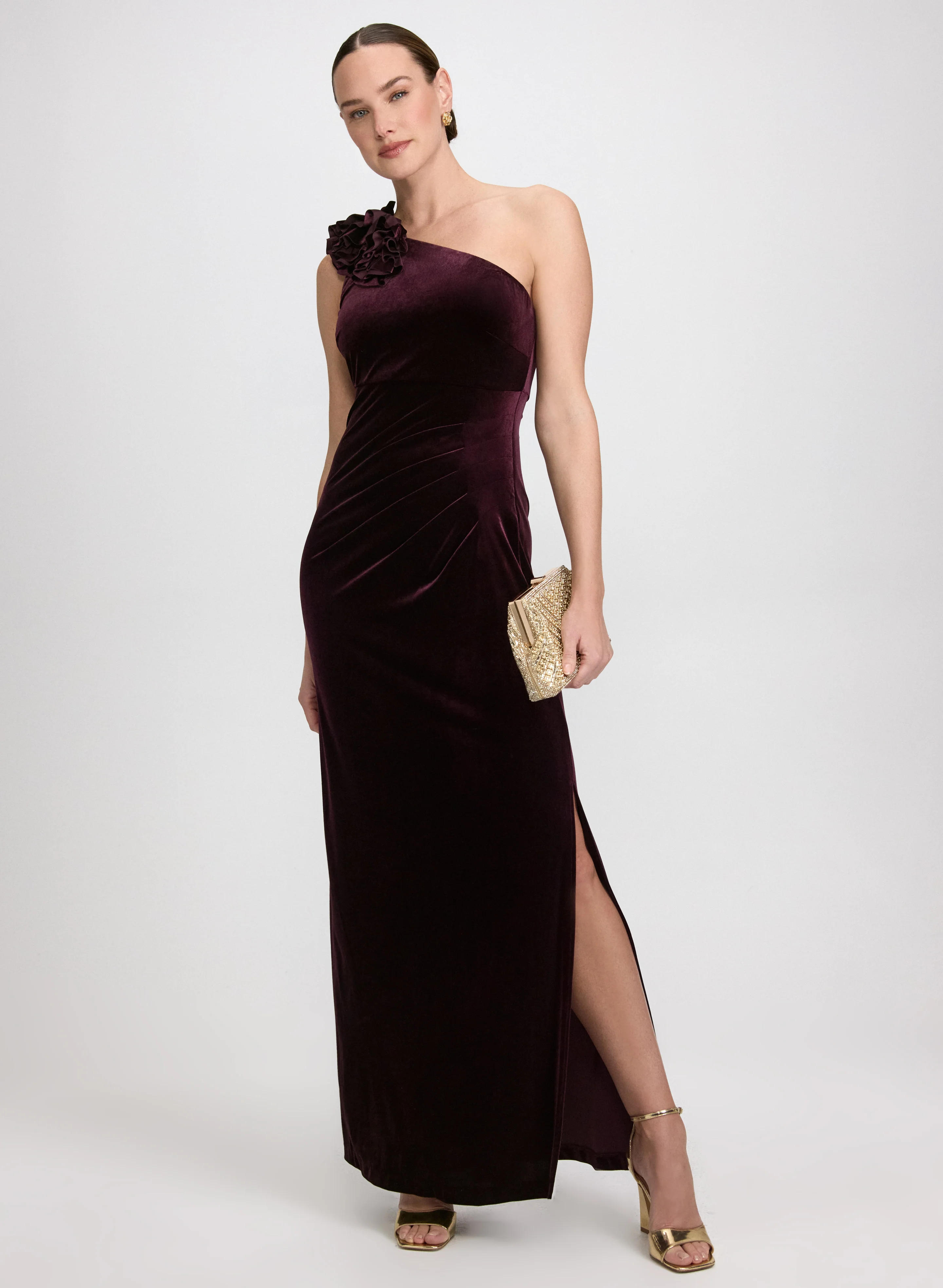 Velvet One-Shoulder Dress