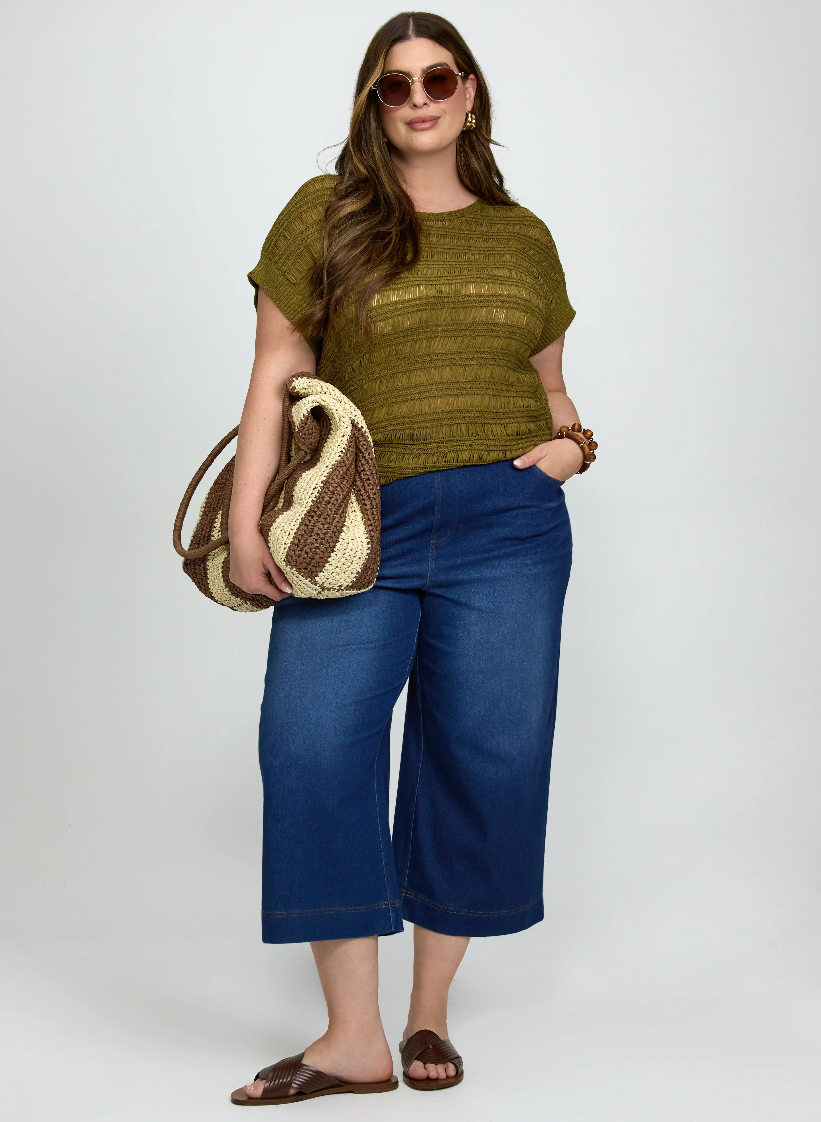Wide-Leg Denim Capris - Image 3