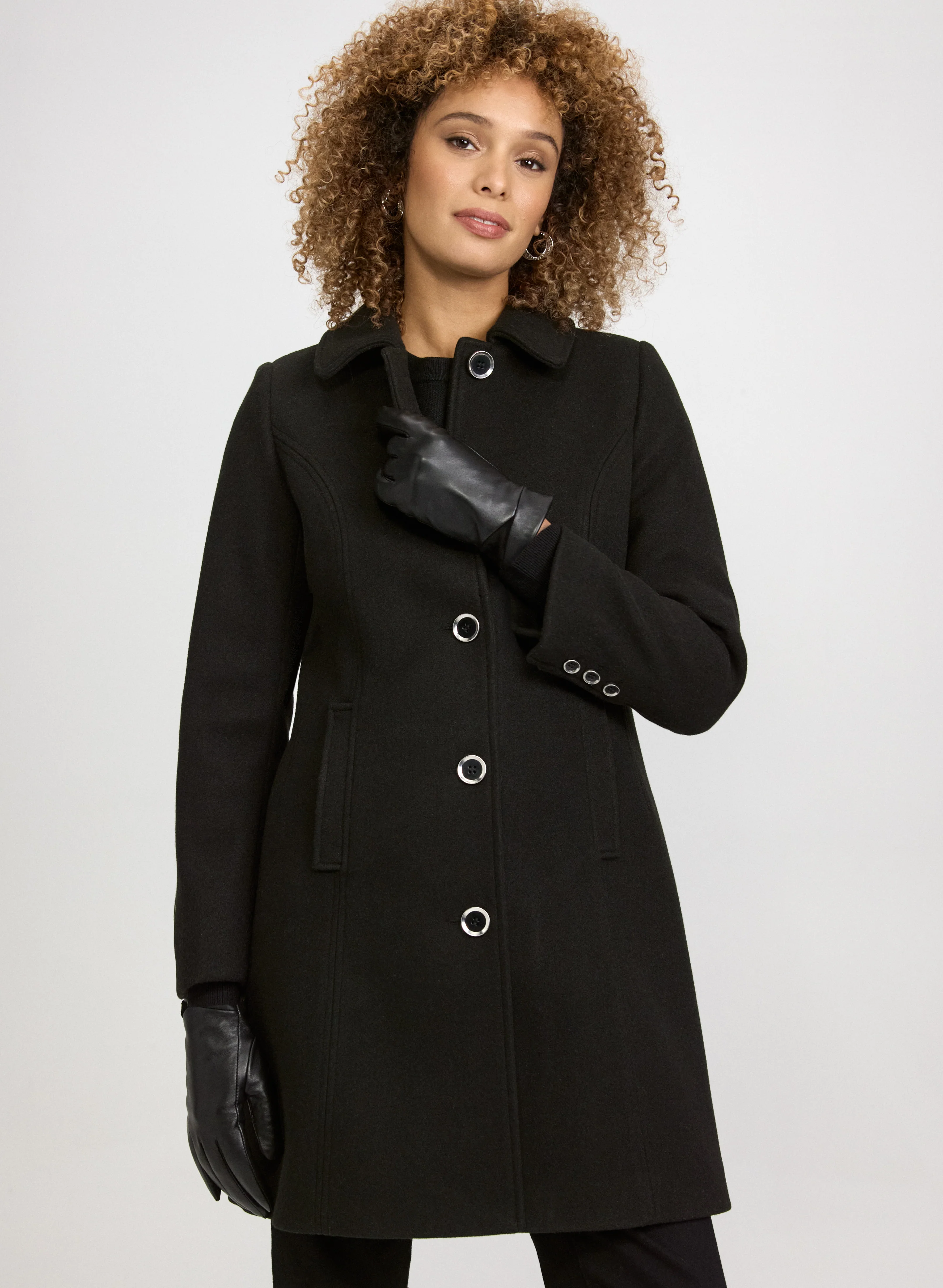 Stretch Wool-Blend Coat