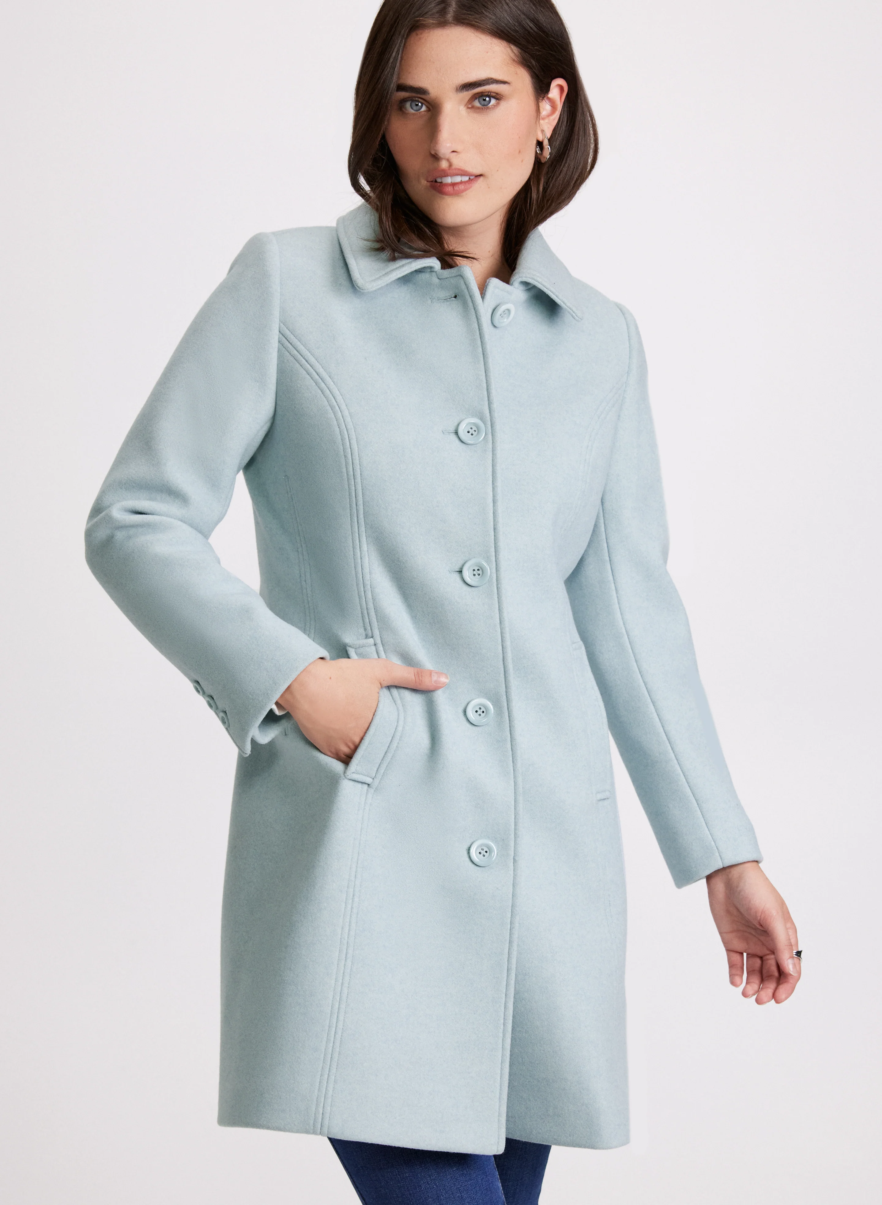 Stretch Wool-Blend Coat