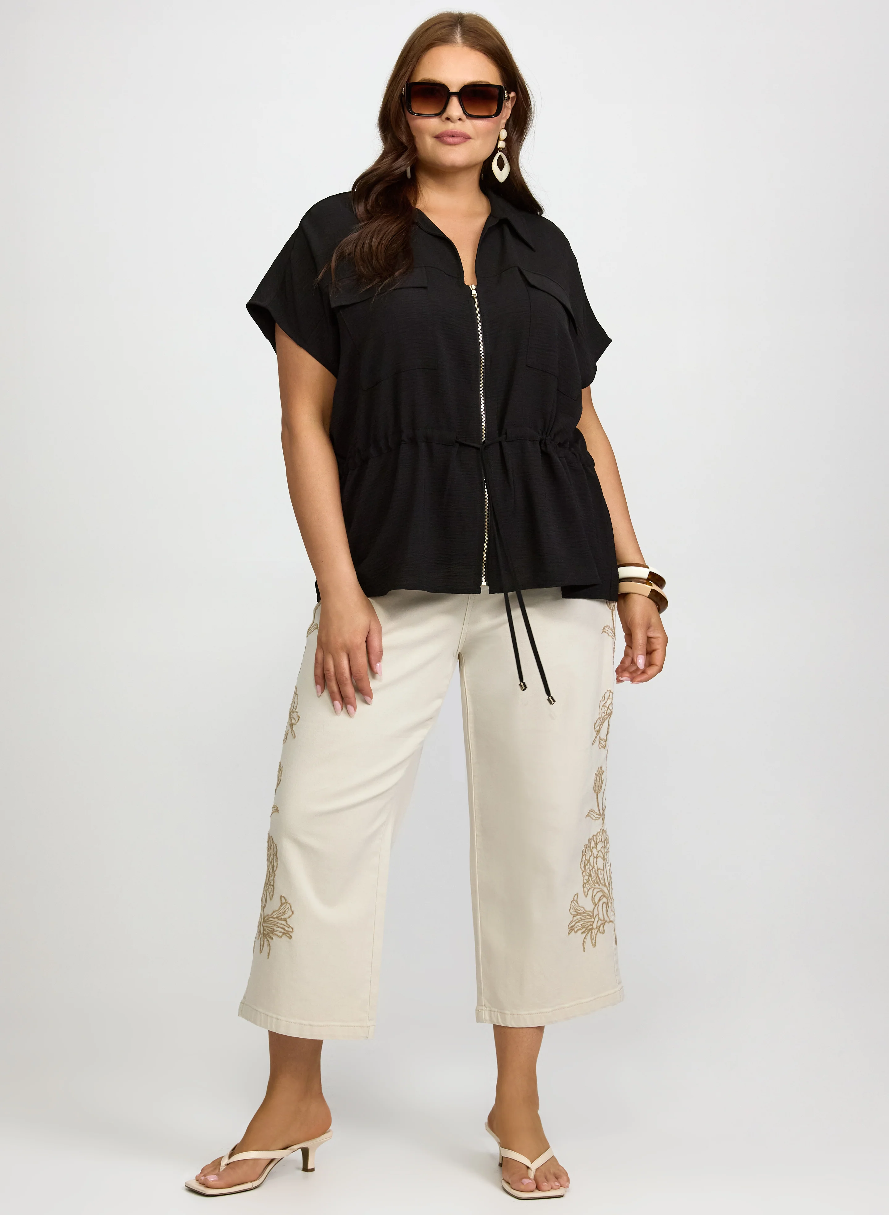 Zip Drawstring Blouse - Image 4
